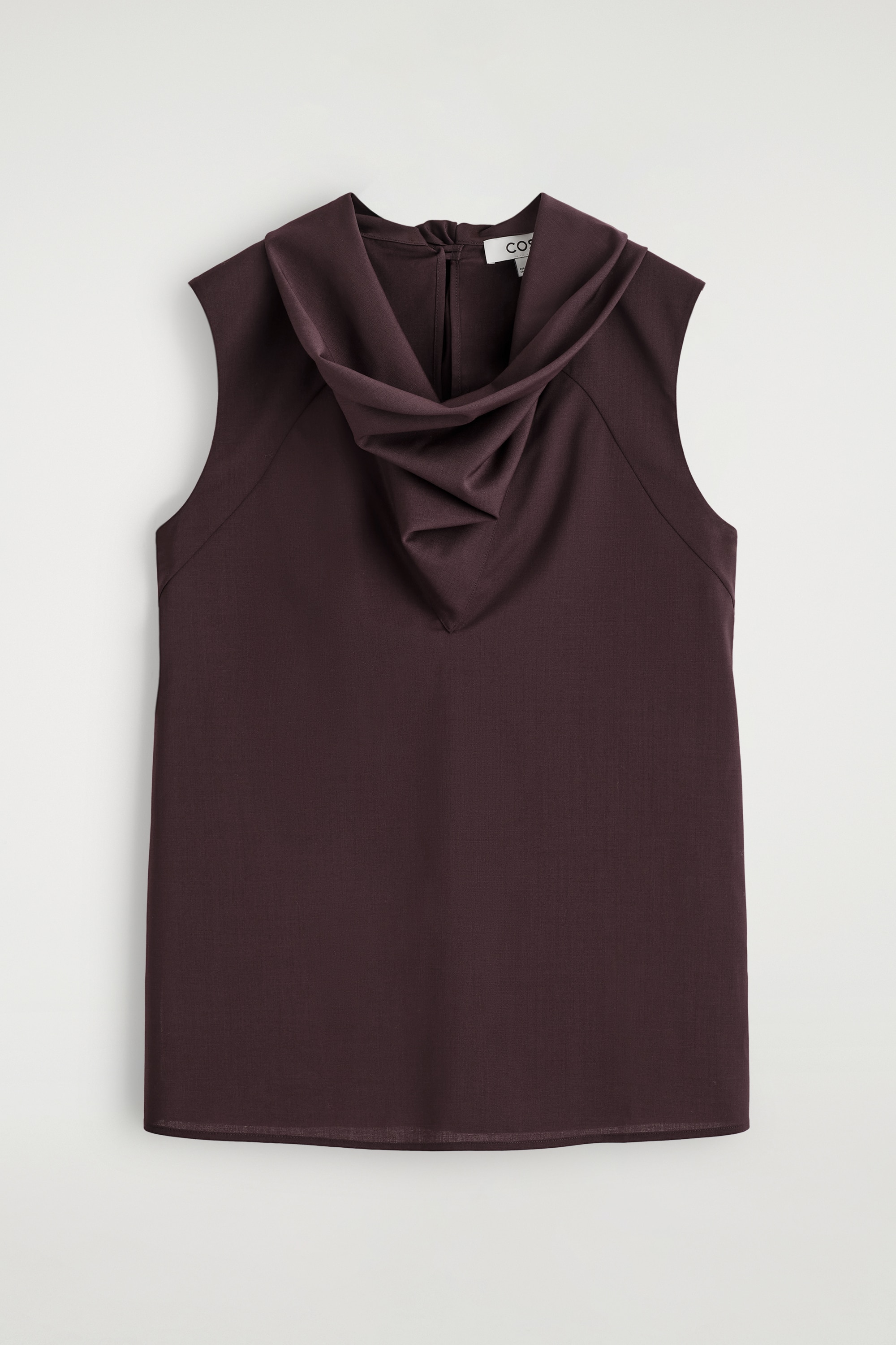 FLUID FUNNEL-NECK SCARF BLOUSE - BURGUNDY