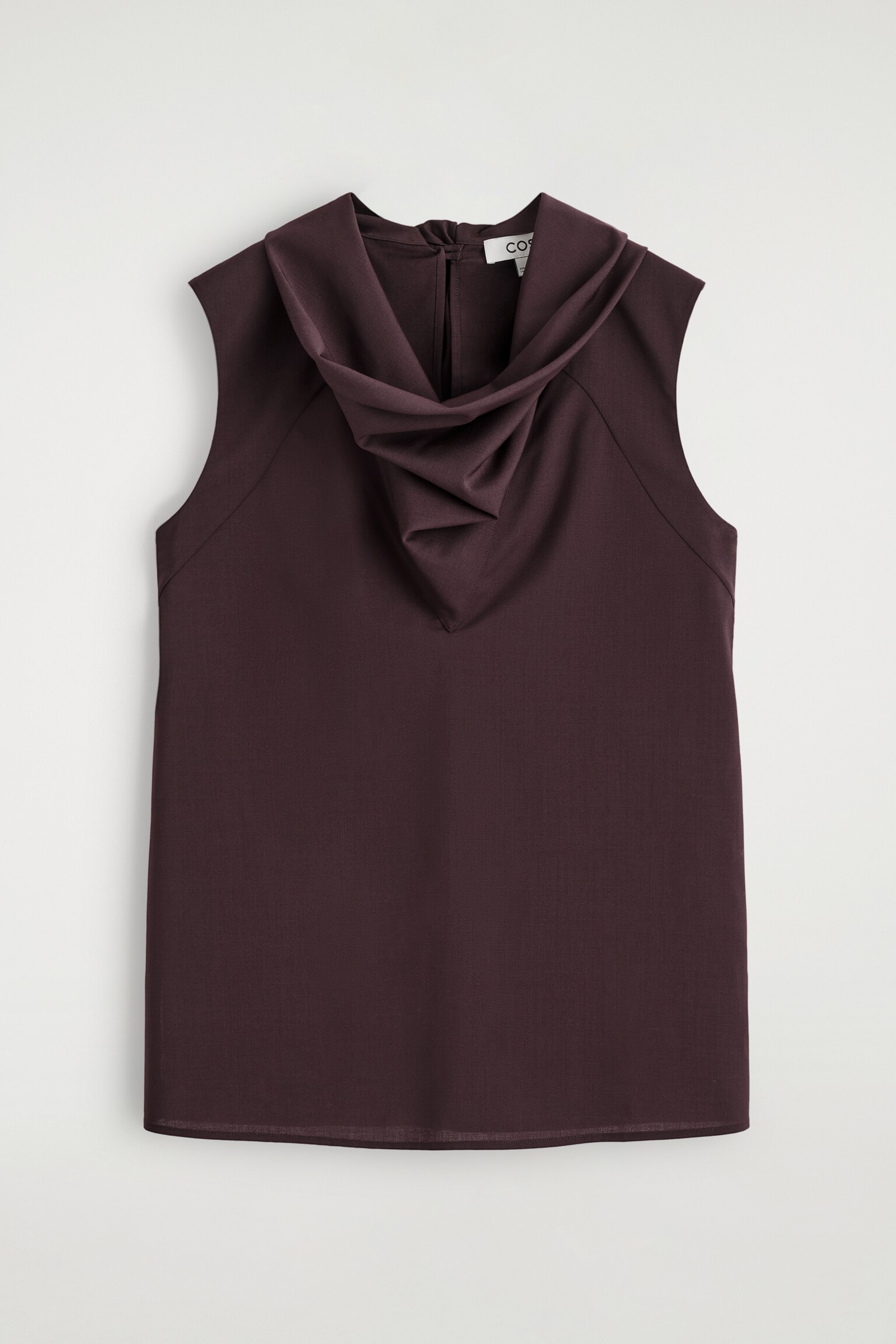 FLUID FUNNEL-NECK SCARF BLOUSE - BURGUNDY - 2