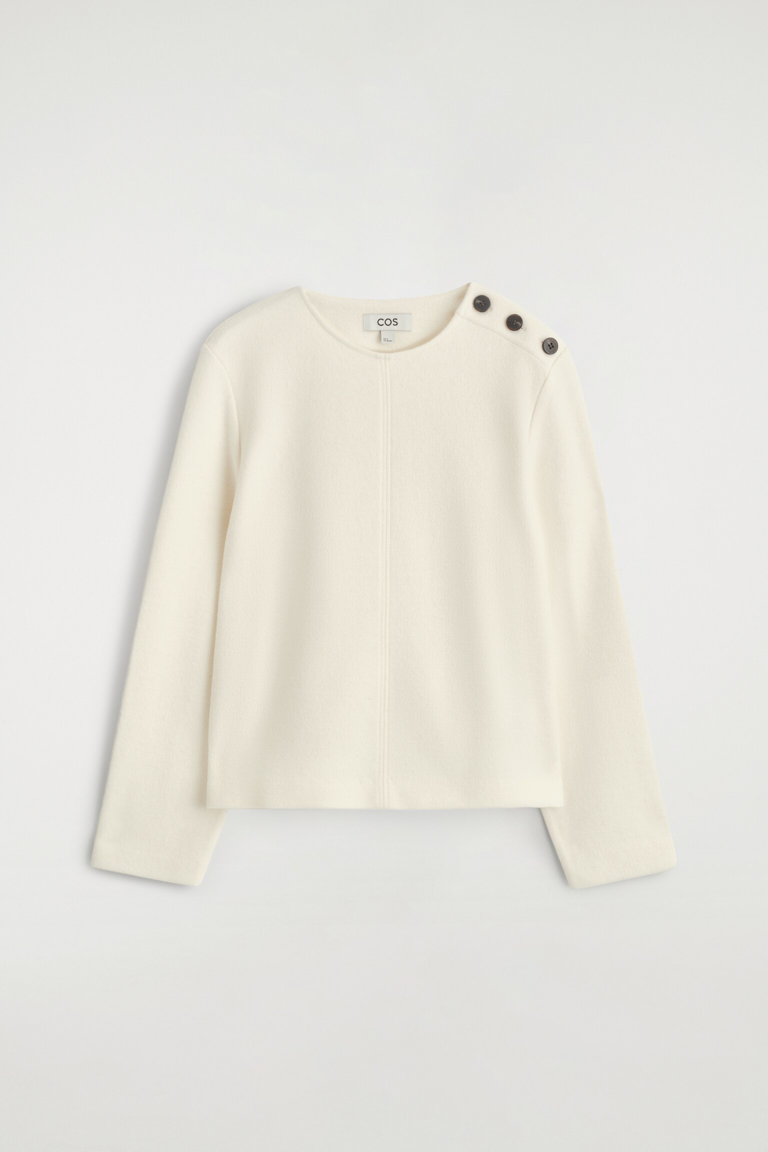 SUDADERA DE LANA HERVIDA CON DETALLE DE BOTONES - BLANCO/GRIS OSCURO JASPEADO - 2