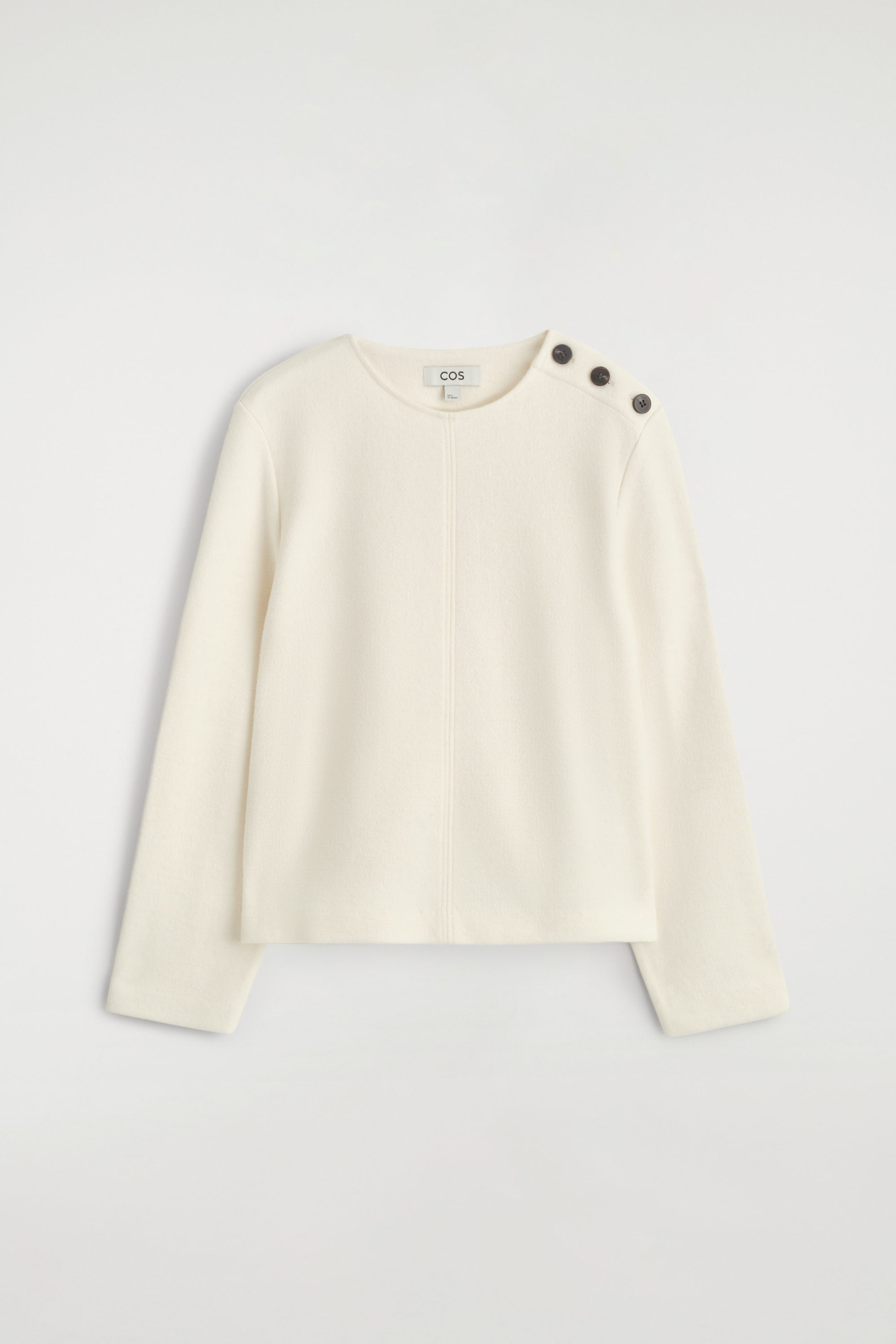 BUTTON-DETAIL BOILED-WOOL SWEATSHIRT
