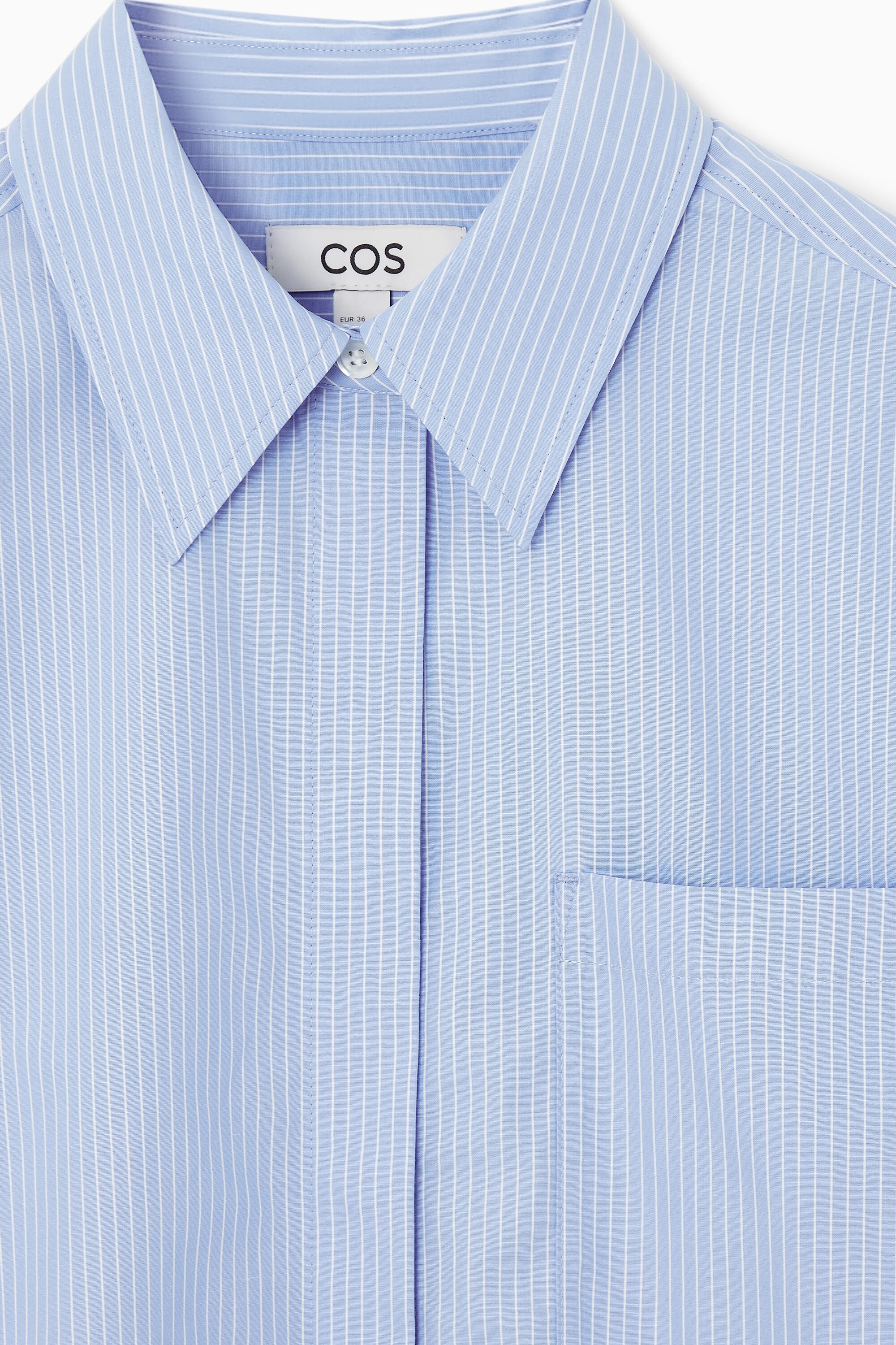 OVERSIZED SHORT-SLEEVED PINSTRIPE SHIRT - BLUE / STRIPED | COS