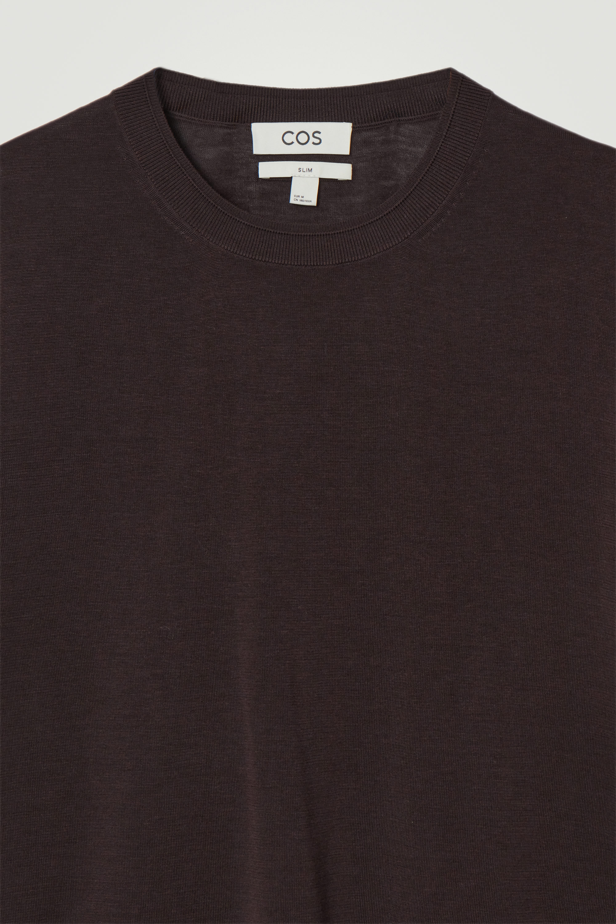 SLIM KNITTED SILK T-SHIRT - DARK BROWN | COS US