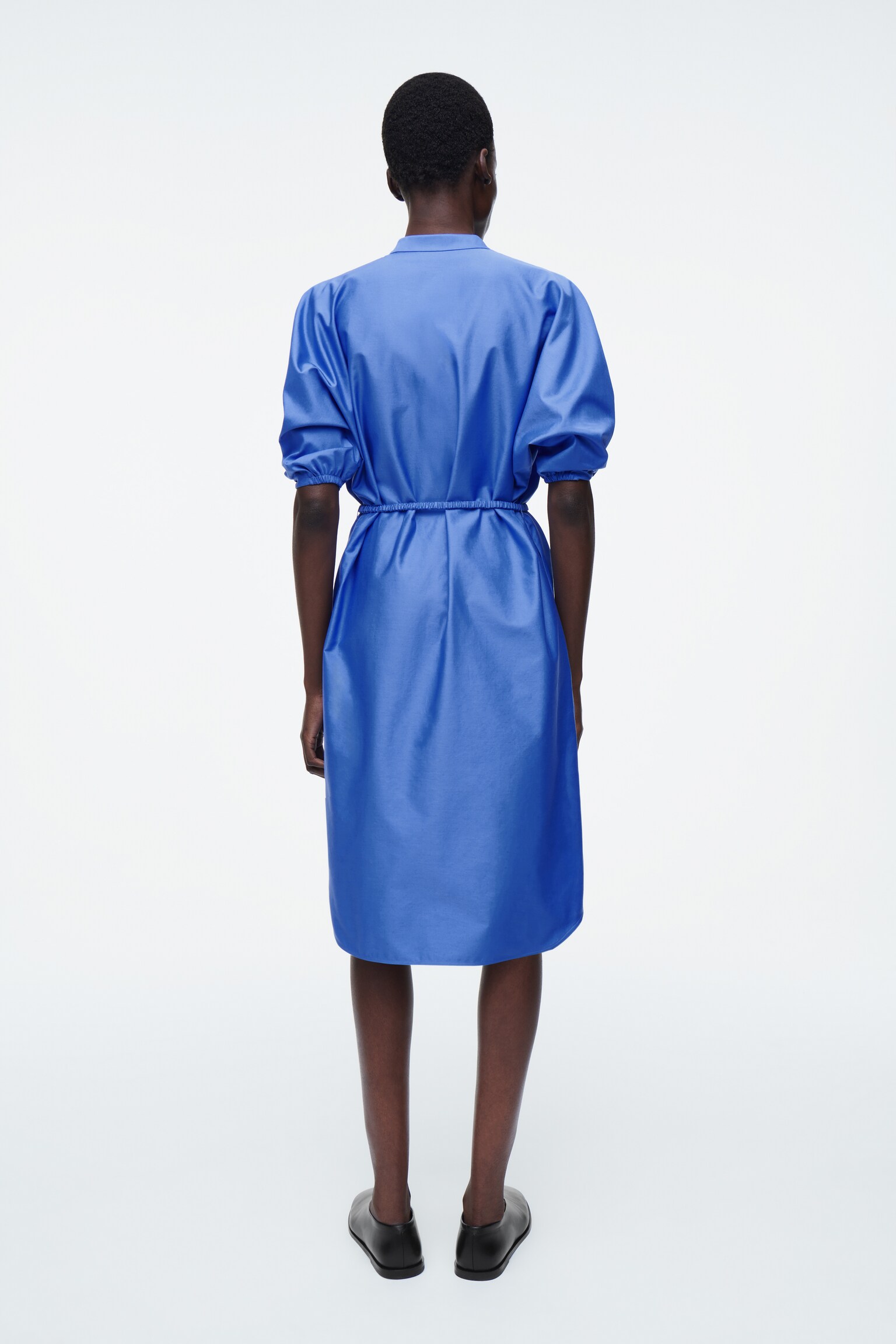 ROBE-CHEMISE CEINTURÉE MIDI - BLEU/NOIR - 7