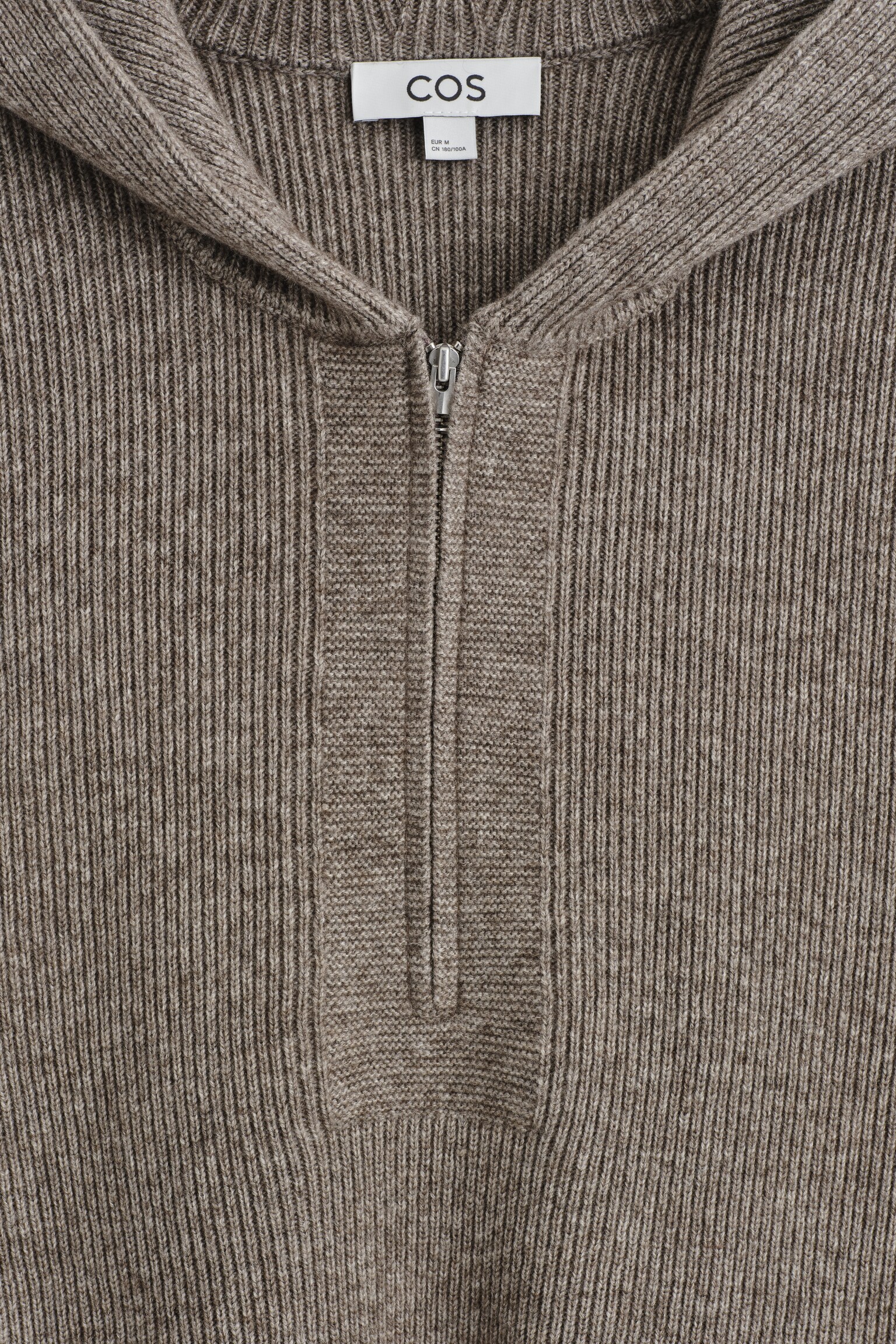 סווטשירט עם רוכסן סרוג ממרינו-יאק - מלנג' בז' - 6