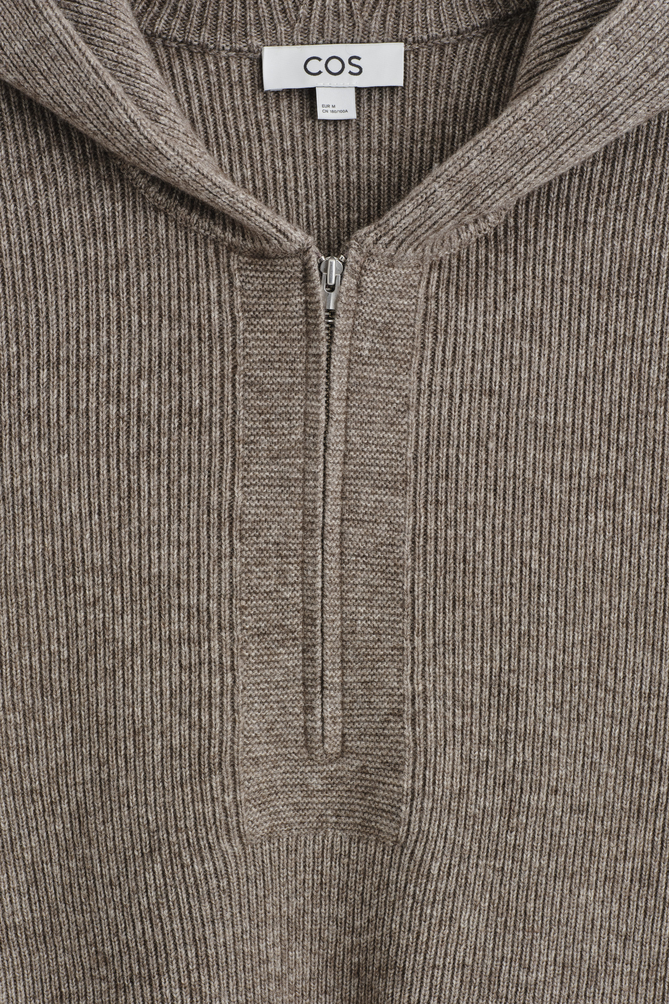 KNITTED MERINO-YAK ZIP-UP HOODIE - BEIGE MÉLANGE | COS US