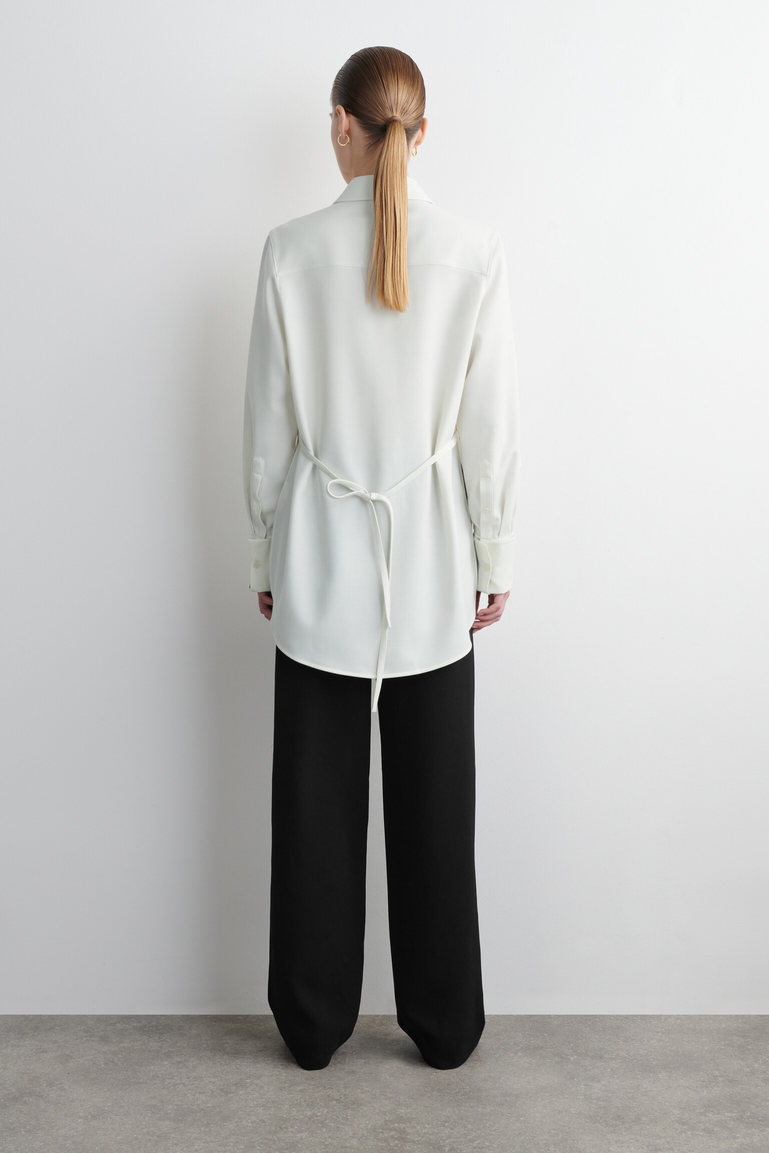 WOOL-BLEND TUXEDO SHIRT - WHITE - 7