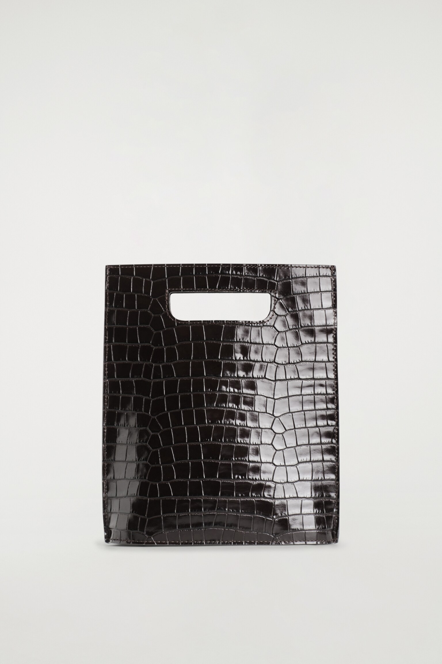 MINI SAC FOLIO - CUIR EMBOSSÉ CROCO - BRUN - 2