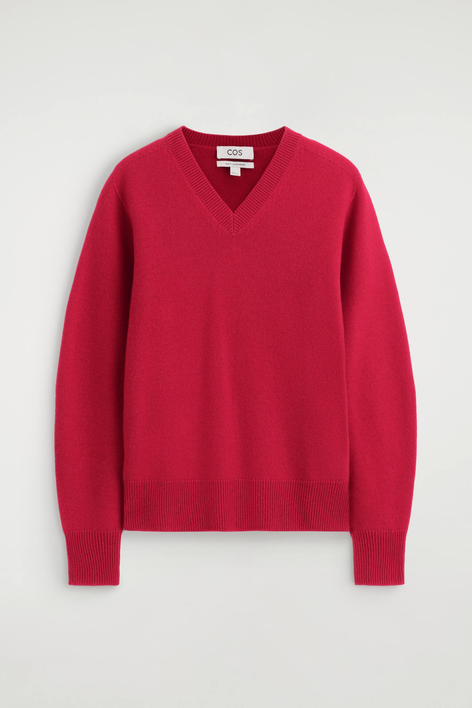 SCULPTED PURE CASHMERE V-NECK JUMPER - 1