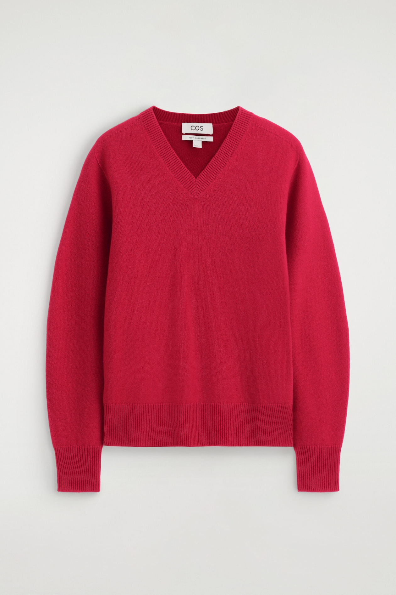 SCULPTED PURE CASHMERE V-NECK SWEATER — RED