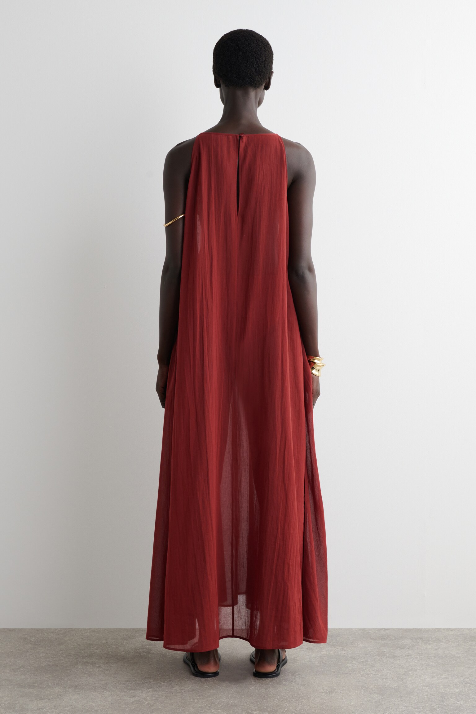 VESTIDO DE PLAYA DE ALGODÓN TRANSPARENTE - TEJA - 6