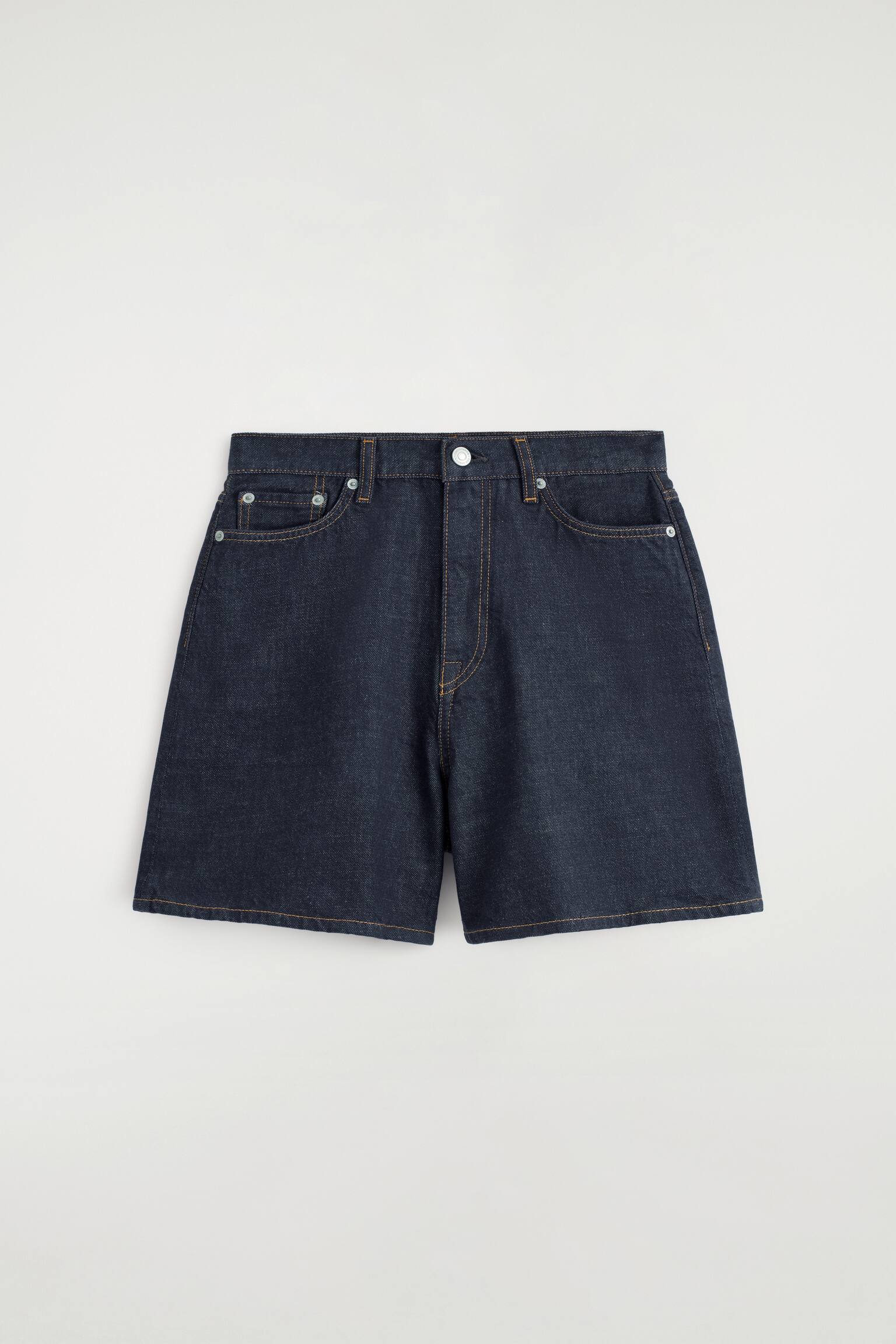 HOGE TAILLE DENIM SHORTS - donkerblauw/BLAUW - 1