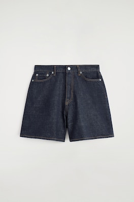 HIGH-RISE DENIM SHORTS — DARK BLUE 6