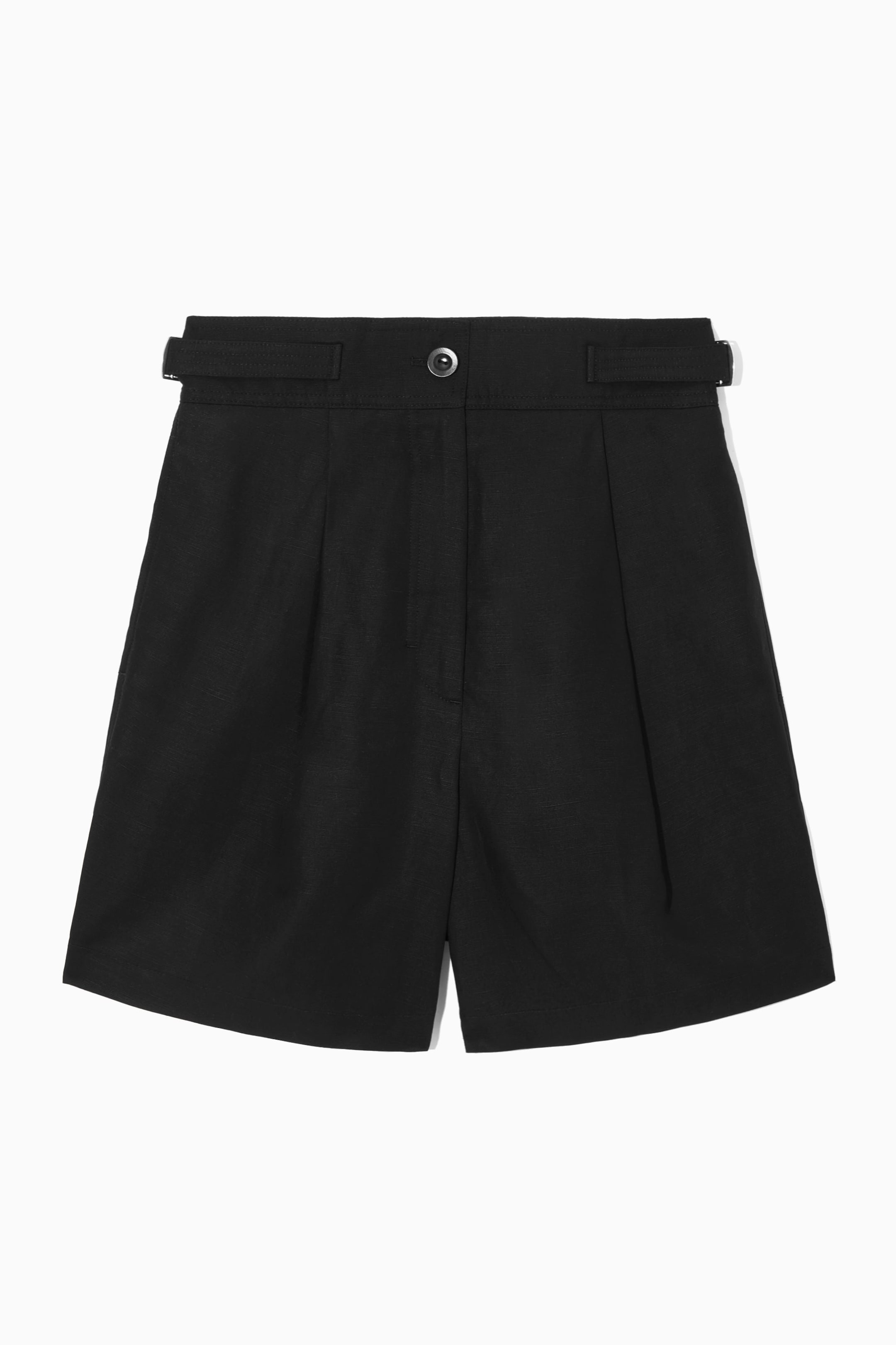 WORKERSHORTS MED PLISSERING I LINNEBLANDNING
