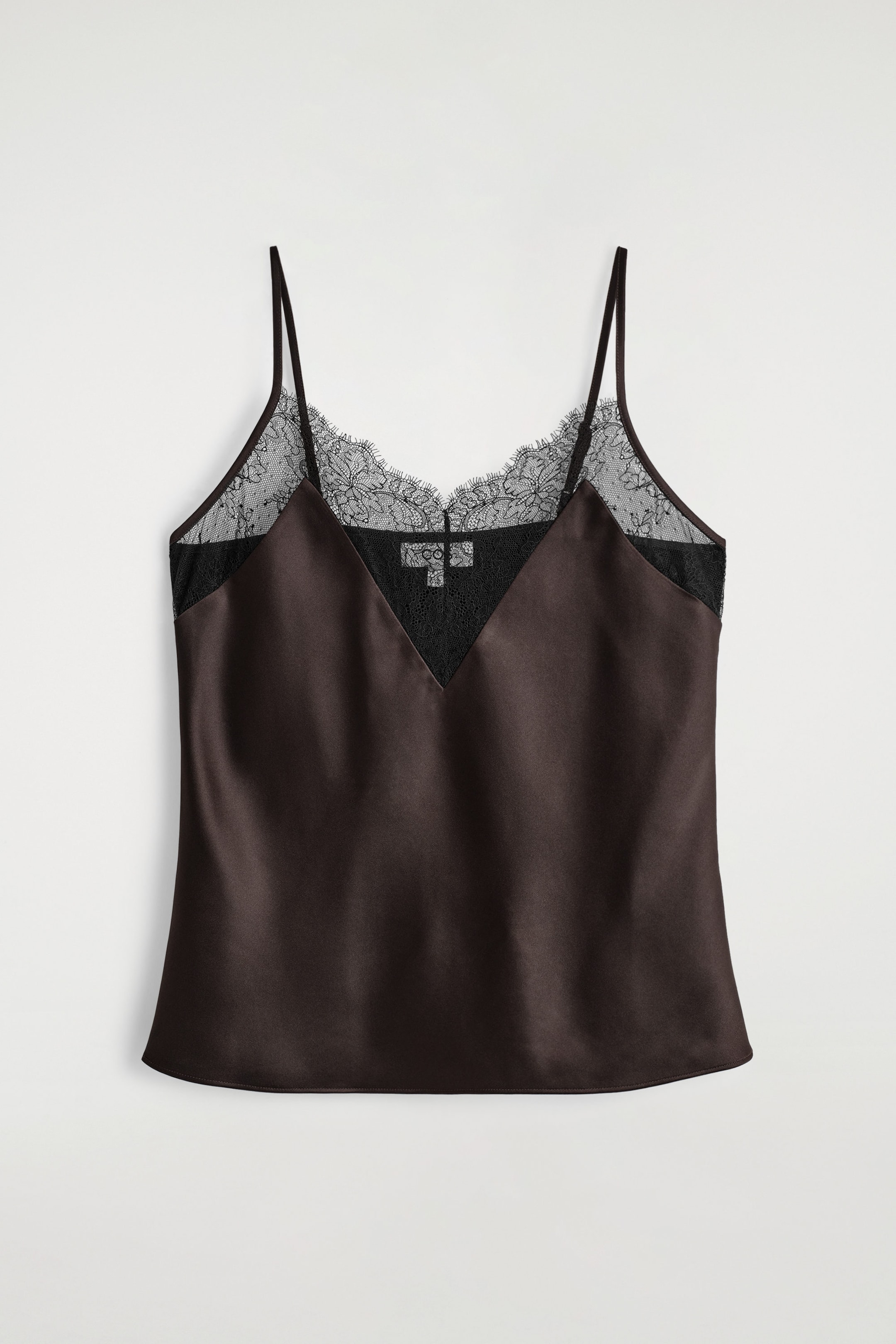 LACE-TRIMMED SATIN CAMI TOP
