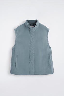 TECHNICAL WATER-RESISTANT NYLON GILET — STEEL BLUE 9