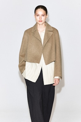 OVERSIZED CROPPED DOUBLE-FACED WOOL JACKET — BEIGE 3