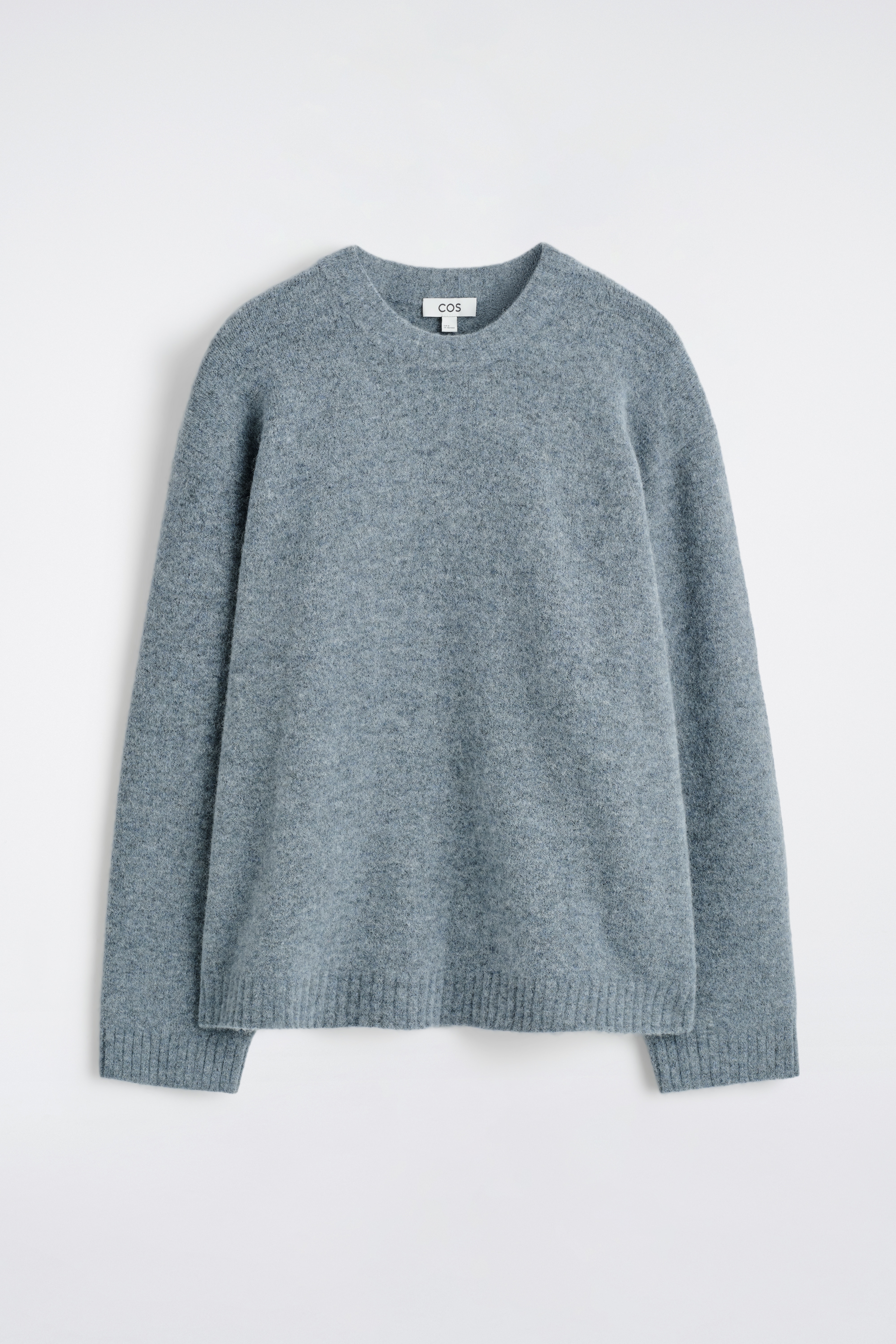 oversized trui met alpaca-blend en ronde hals - BLUE MÉLANGE/TAUPE MÉLANGE