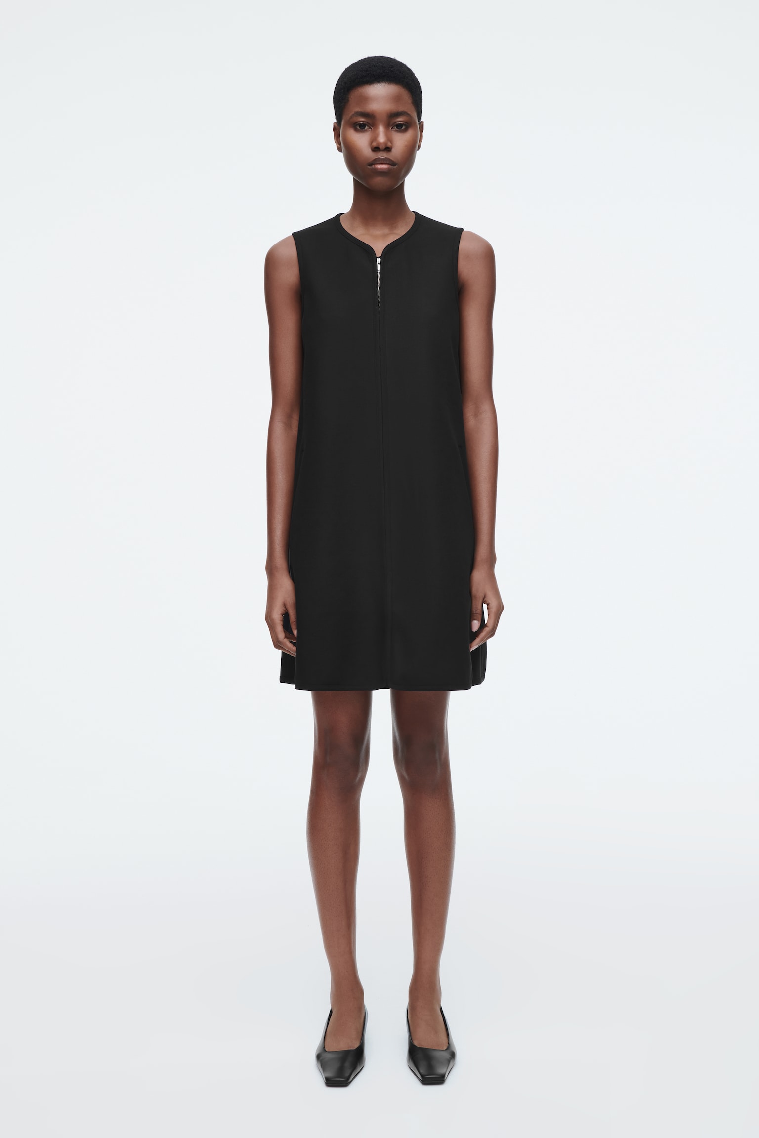 ROBE COURTE ZIPPÉE EN JERSEY DE SCUBA - NOIR - 1