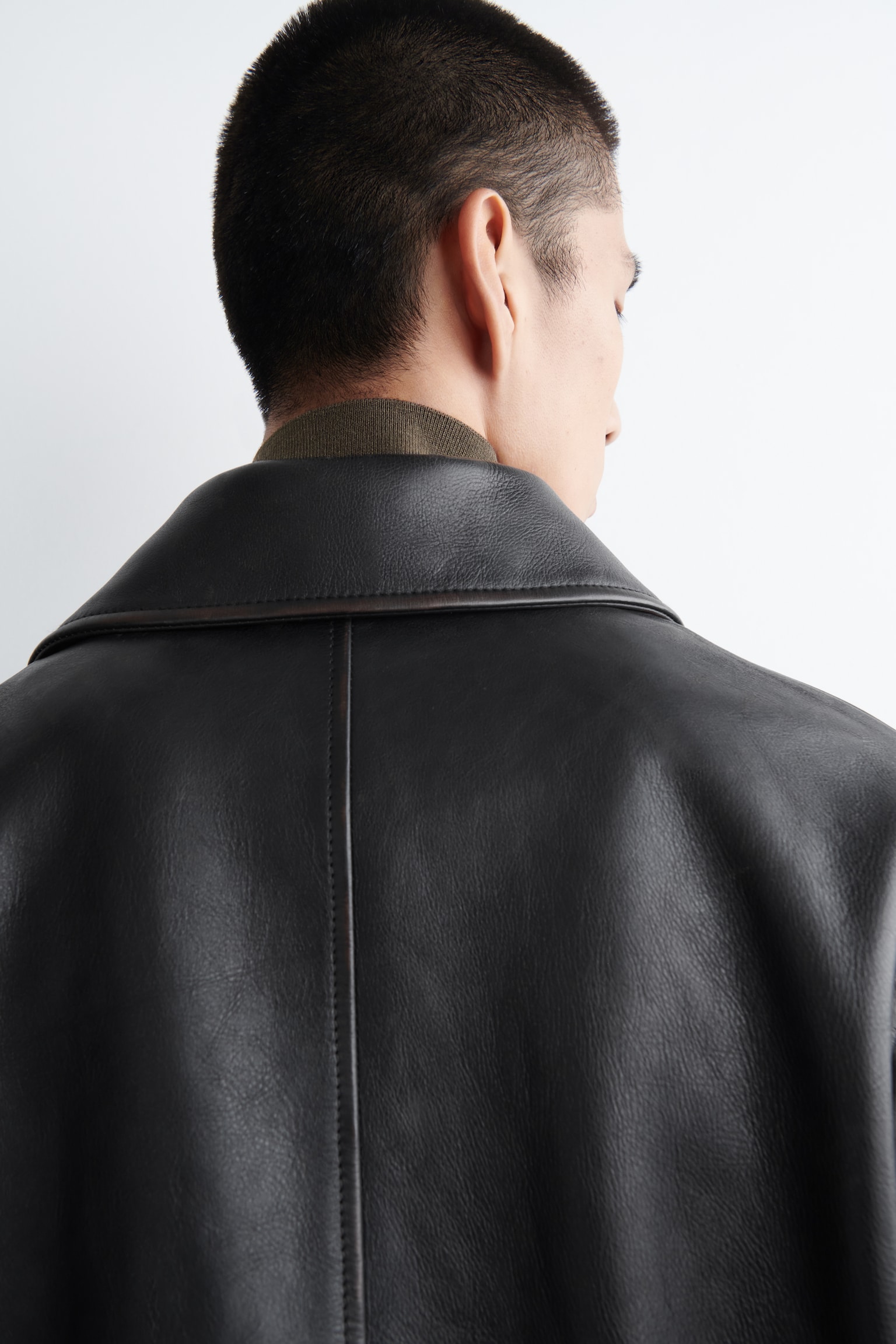 BURNISHED-LEATHER JACKET - BLACK - 8