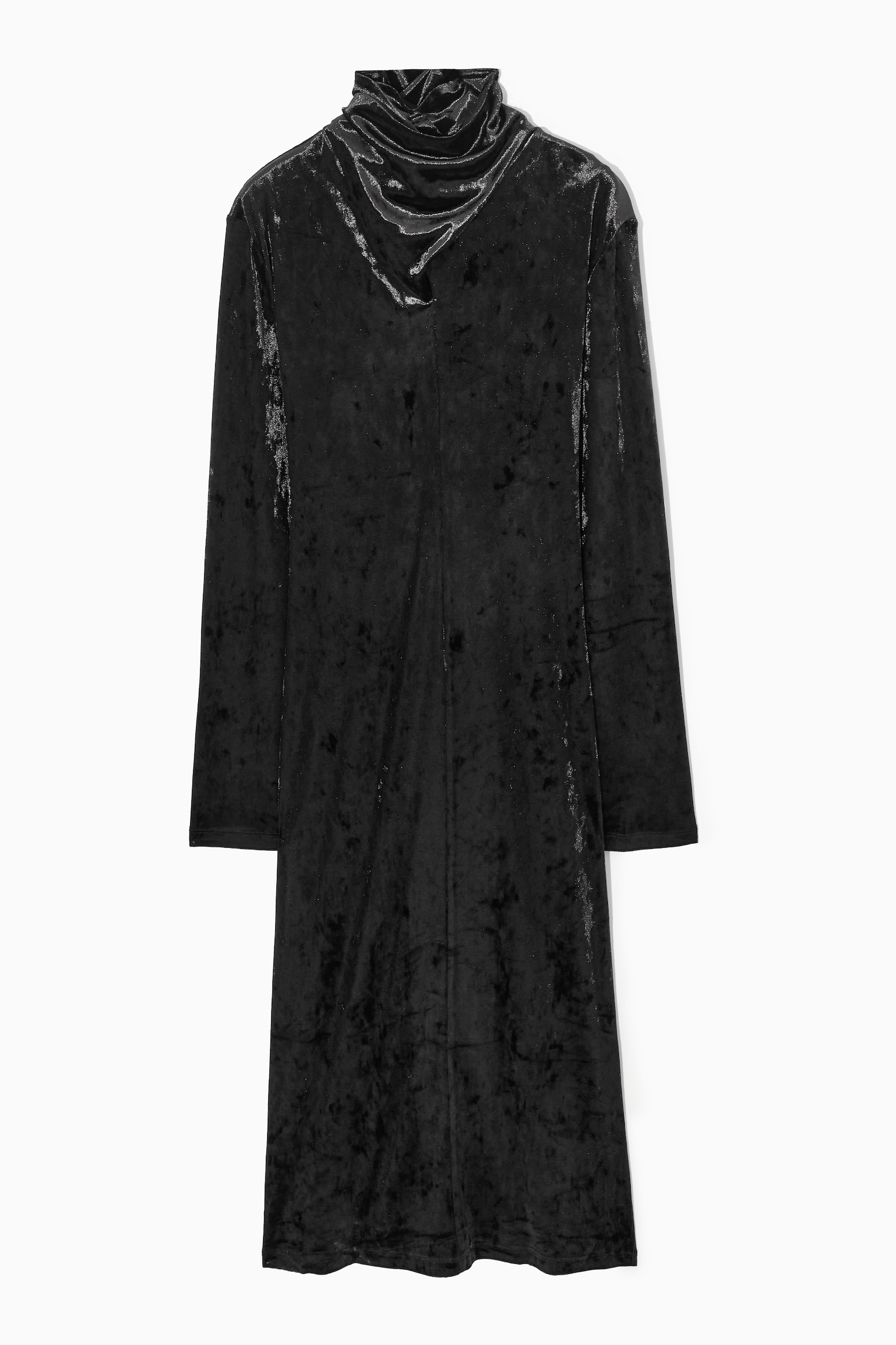 OPEN-BACK VELVET MIDI DRESS - BLACK/DARK GREY