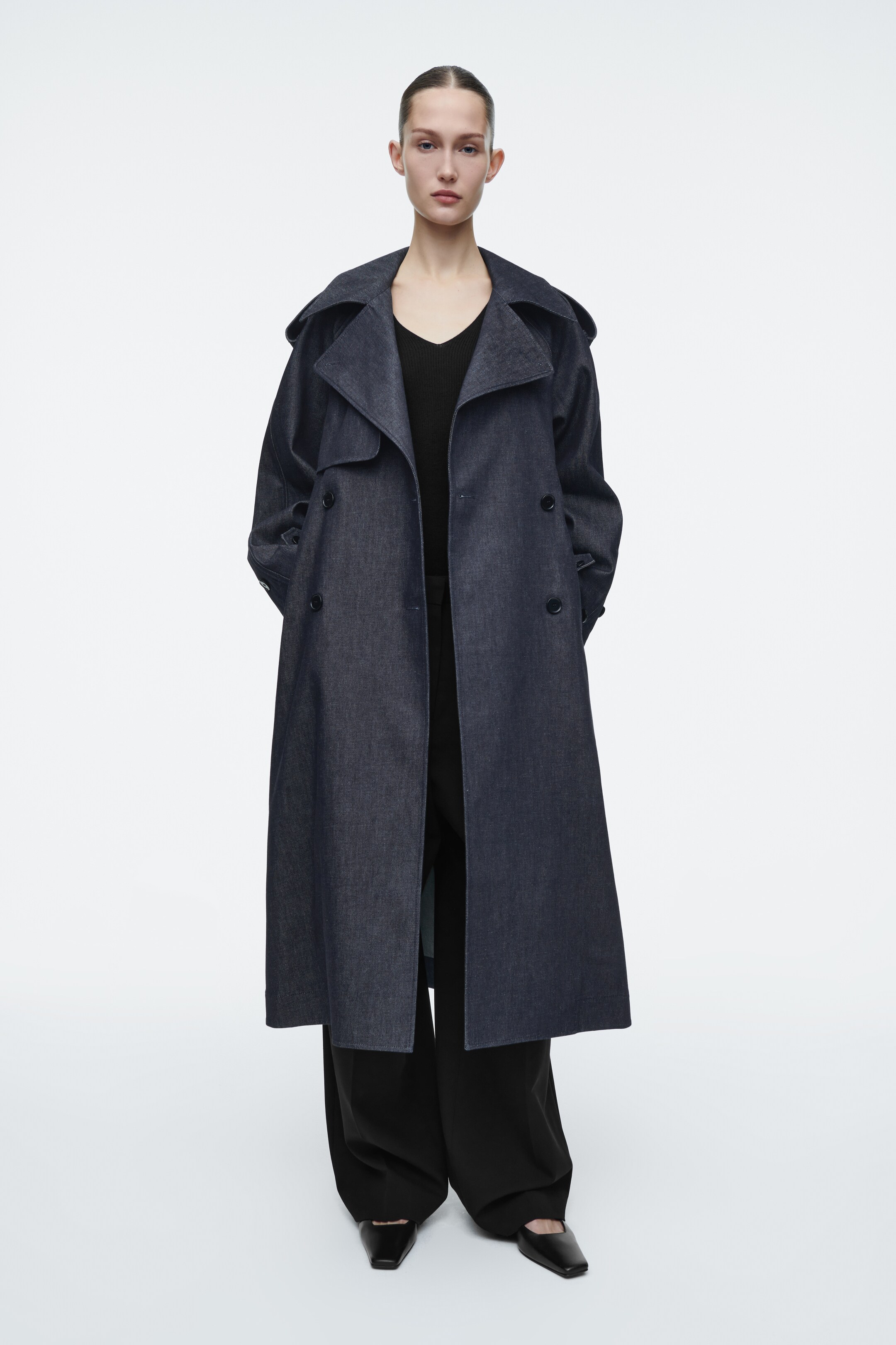 Agrandir l'image: TRENCH-COAT OVERSIZE EN DENIM - INDIGO - FEMME | H&M CH 1