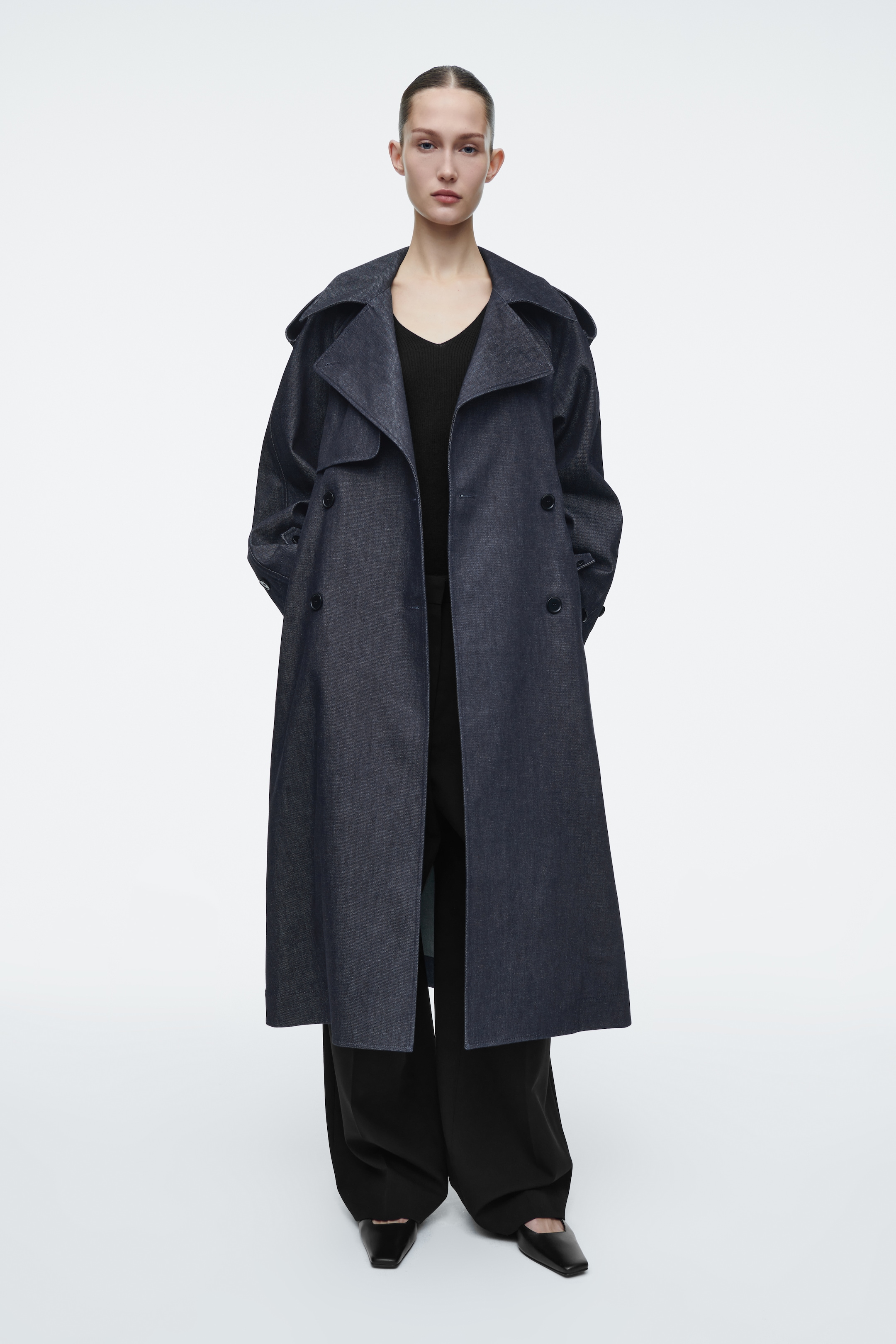 View larger image: OVERSIZED DENIM TRENCH COAT - INDIGO - Ladies | H&M GB 1