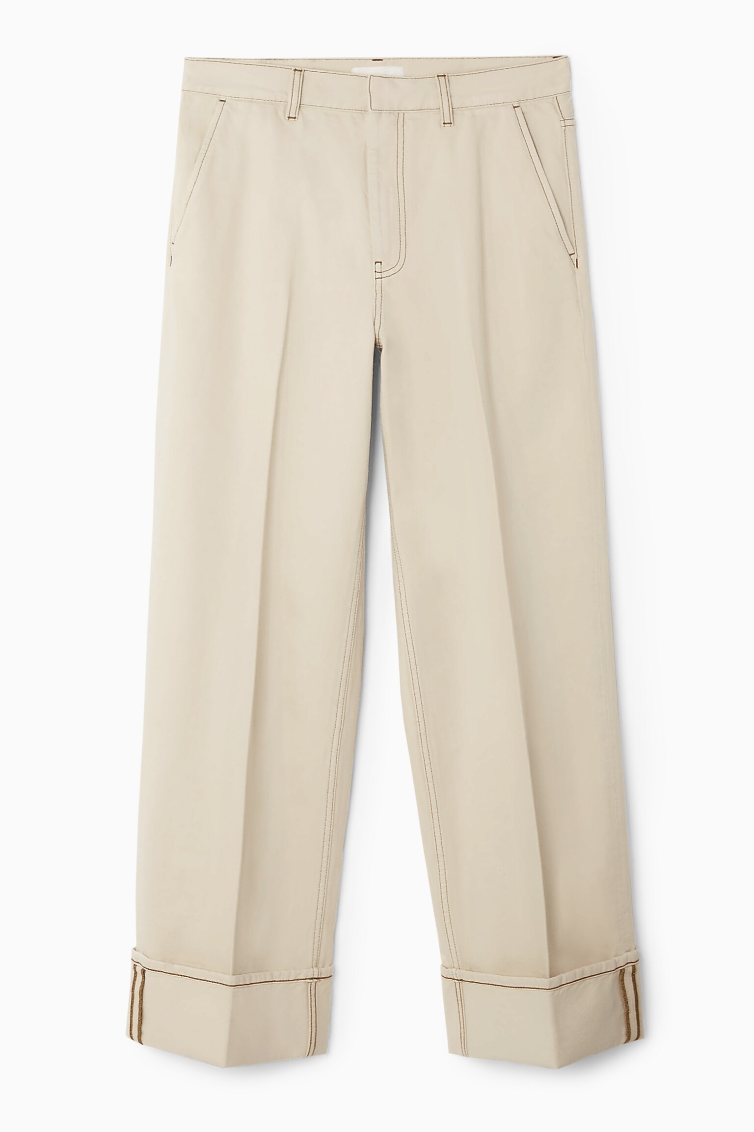 TURN-UP DENIM TROUSERS - OFF-WHITE - 1