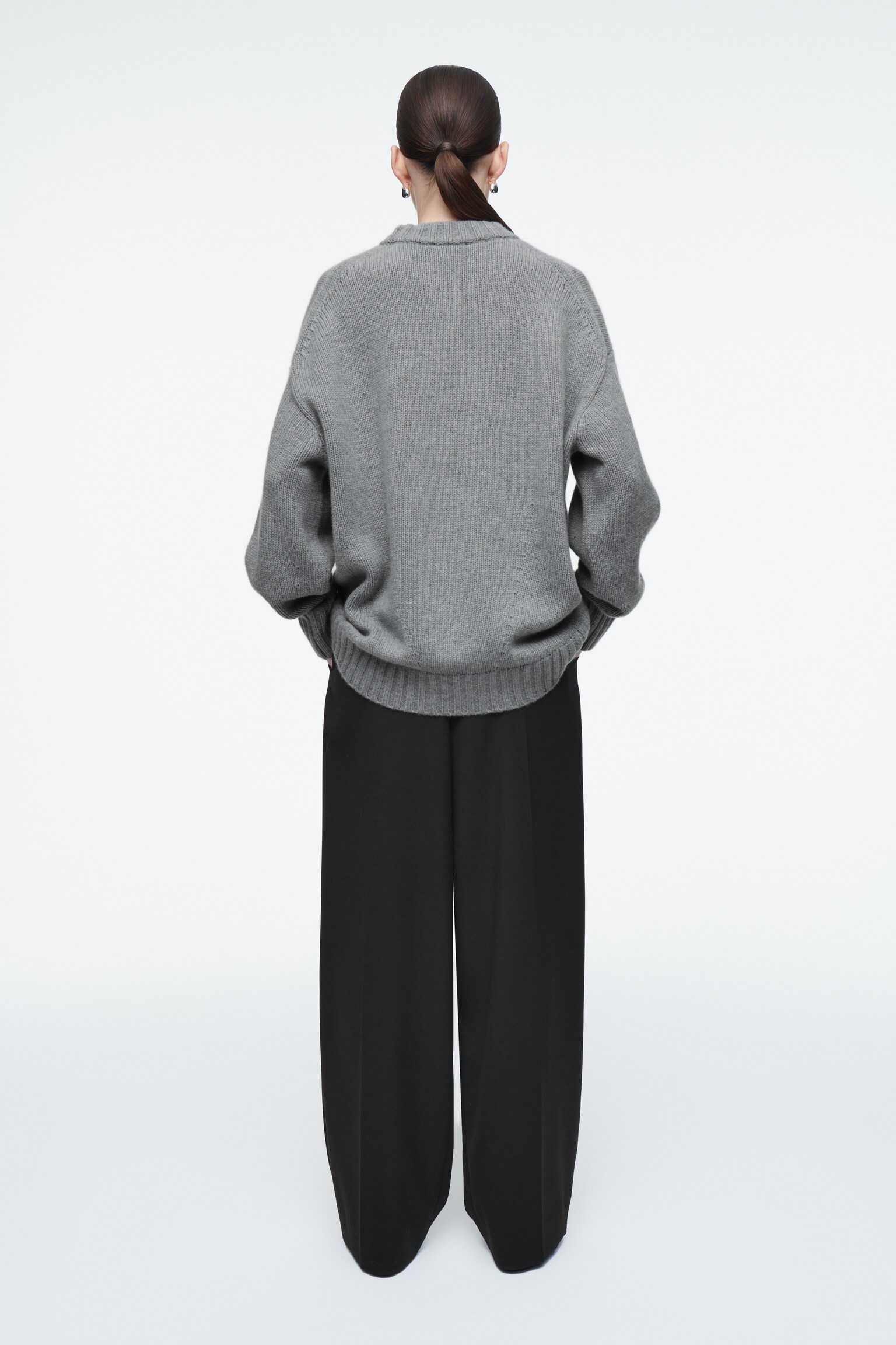 PULL COL ROND EN CACHEMIRE ÉPAIS - GRIS - 5