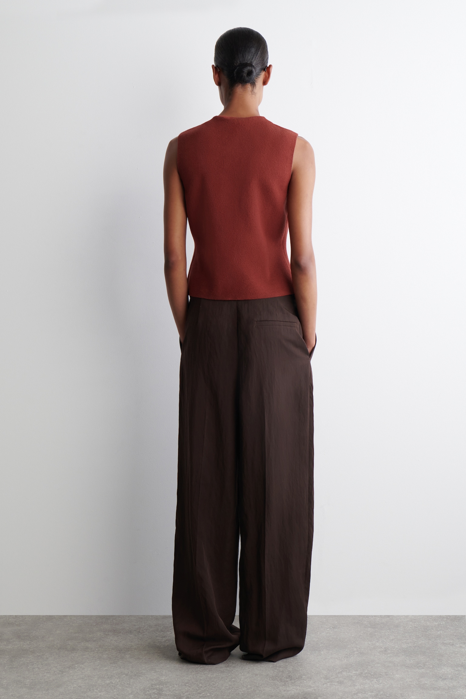 GILET EN MAILLE DE COTON - ROUGE PROFOND/BRUN FONCÉ/IVOIRE/NOIR/VERT - 6