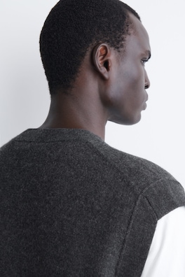 BUTTONED BOILED-WOOL VEST — CHARCOAL MÉLANGE 4