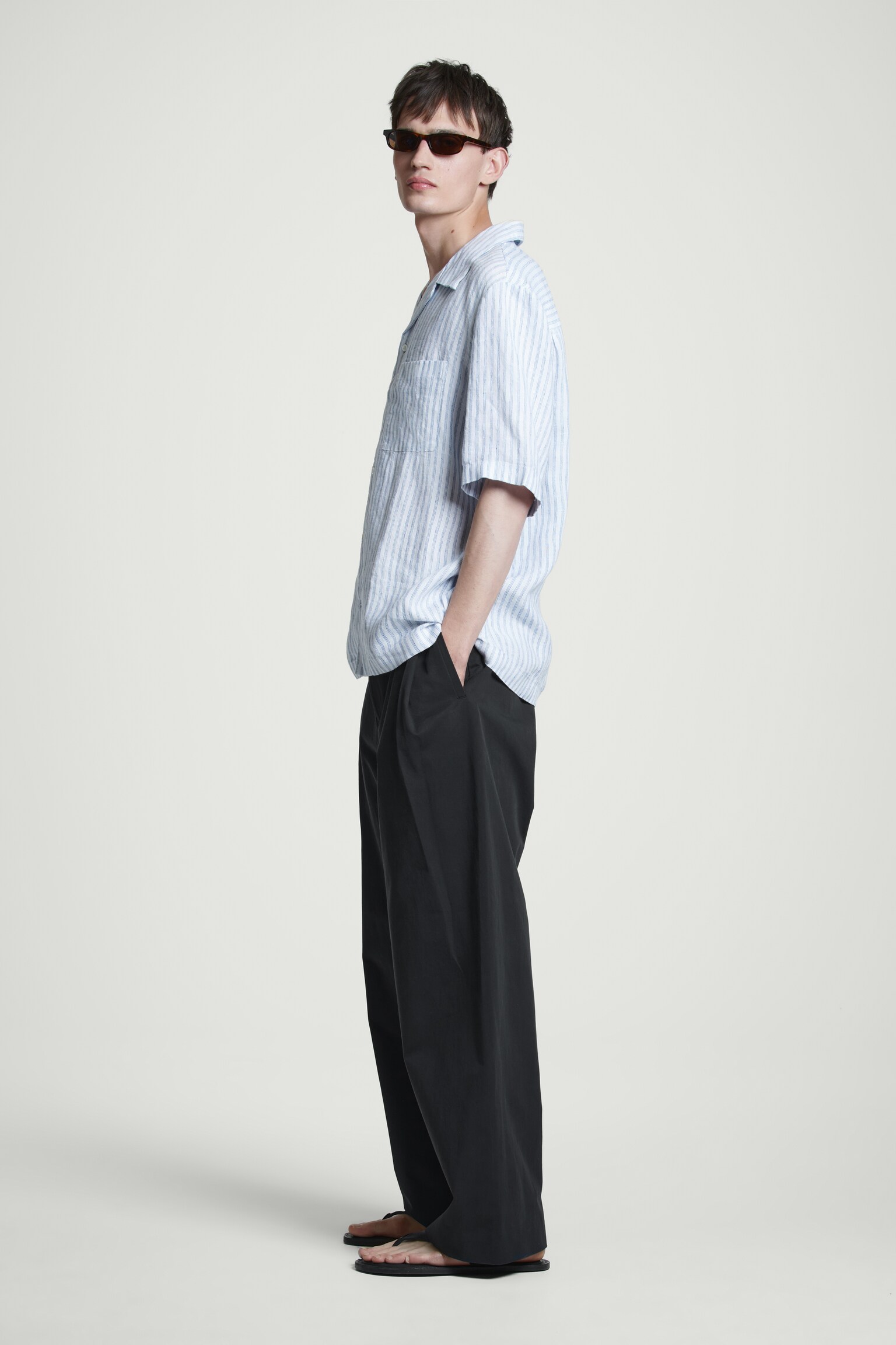 CAMICIA CON COLLETTO APERTO - BIANCO / BLU / RIGHE/COBALTO/AZZURRO - 6