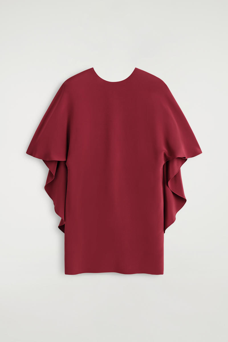 COS Draped Silk Mini Dress Red Women's Size 42
