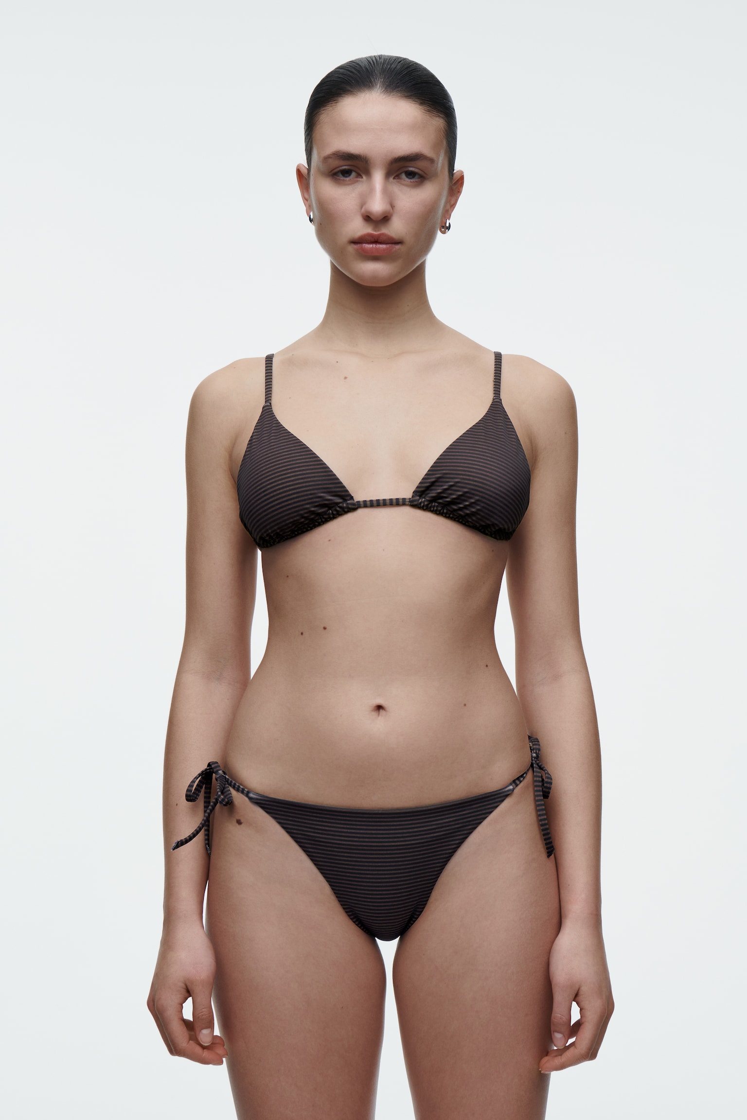 HAUT DE BIKINI TRIANGLE - MARRON / MARINE / RAYURES/BLANC/BRUN - 1