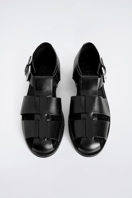 LEATHER FISHERMAN SANDALS — BLACK 3