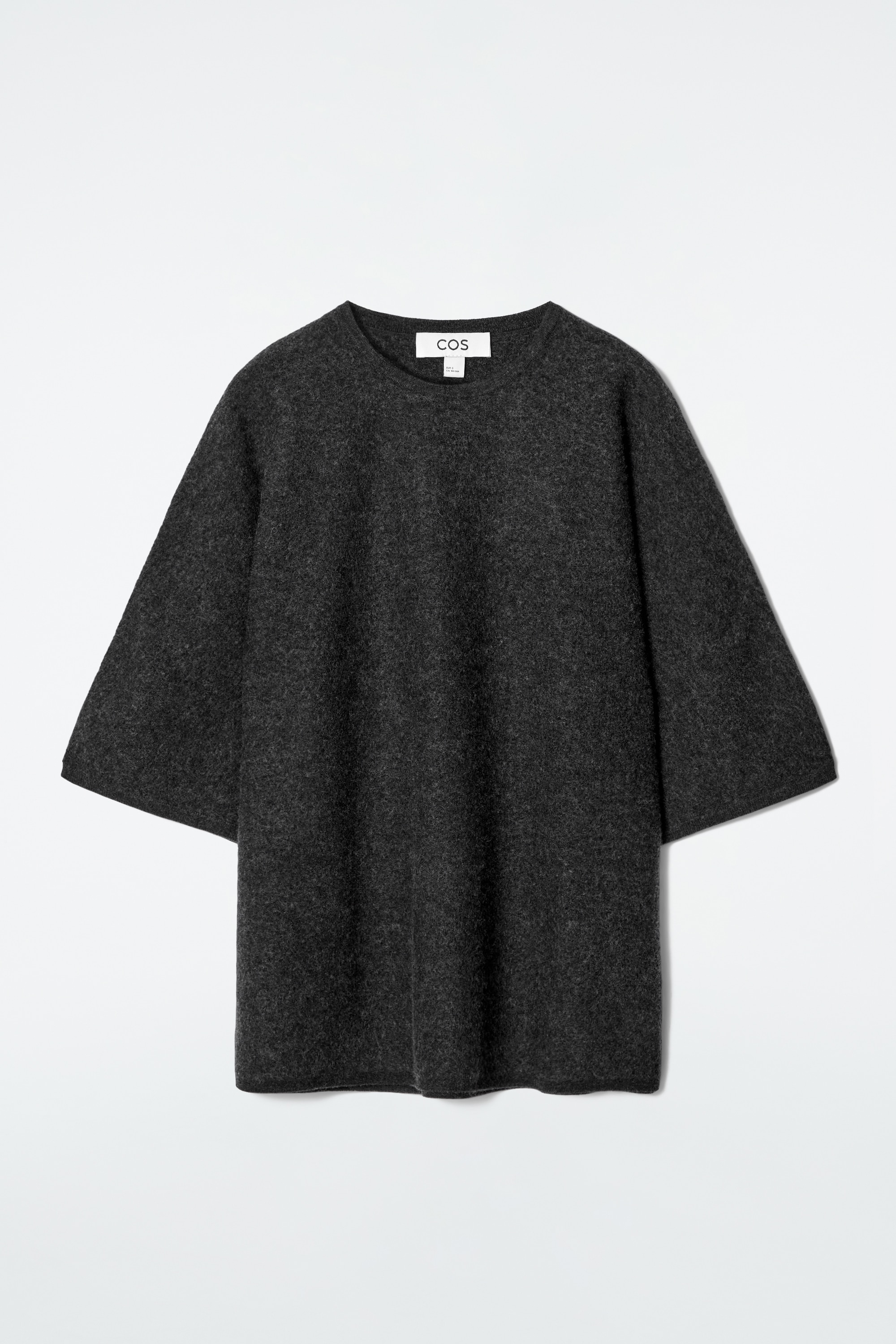 OVERSIZED T-SHIRT VAN GEKOOKTE MERINOWOL - ANTRACIET MELANGE