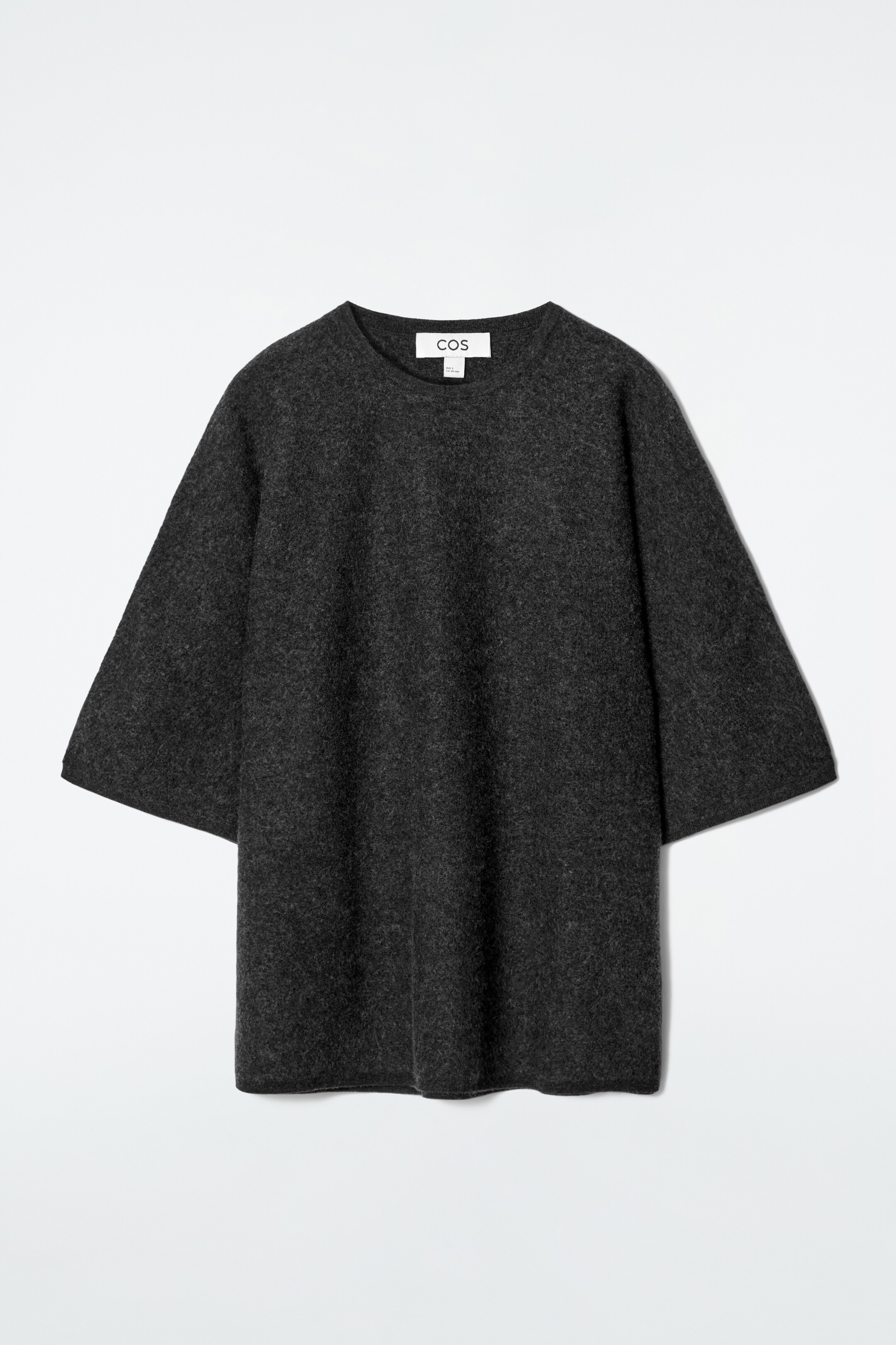 Grotere afbeelding bekijken: OVERSIZED T-SHIRT VAN GEKOOKTE MERINOWOL - ANTRACIET MELANGE - DAMES | H&M BE 7