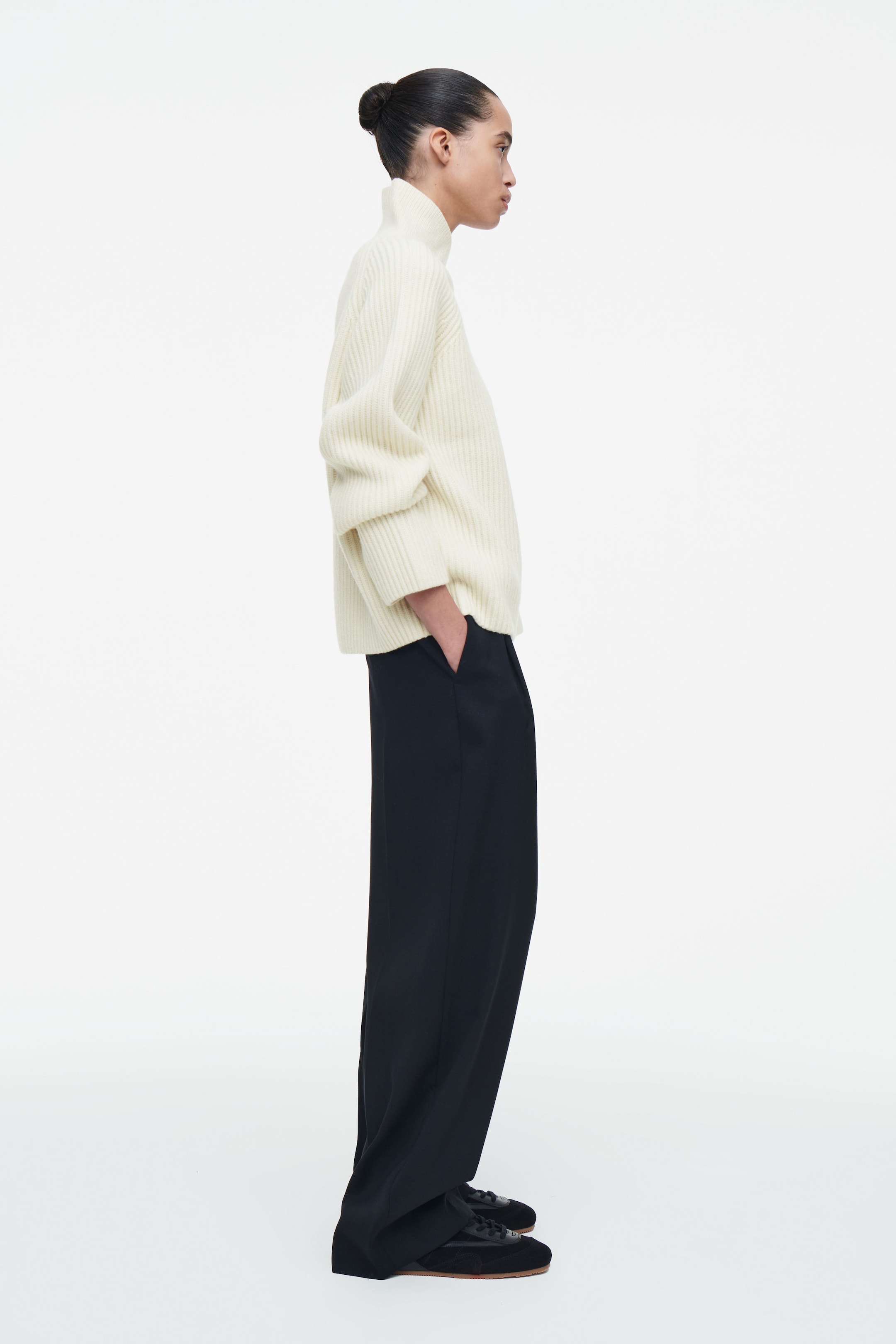 WRAP-COLLAR MERINO WOOL JUMPER