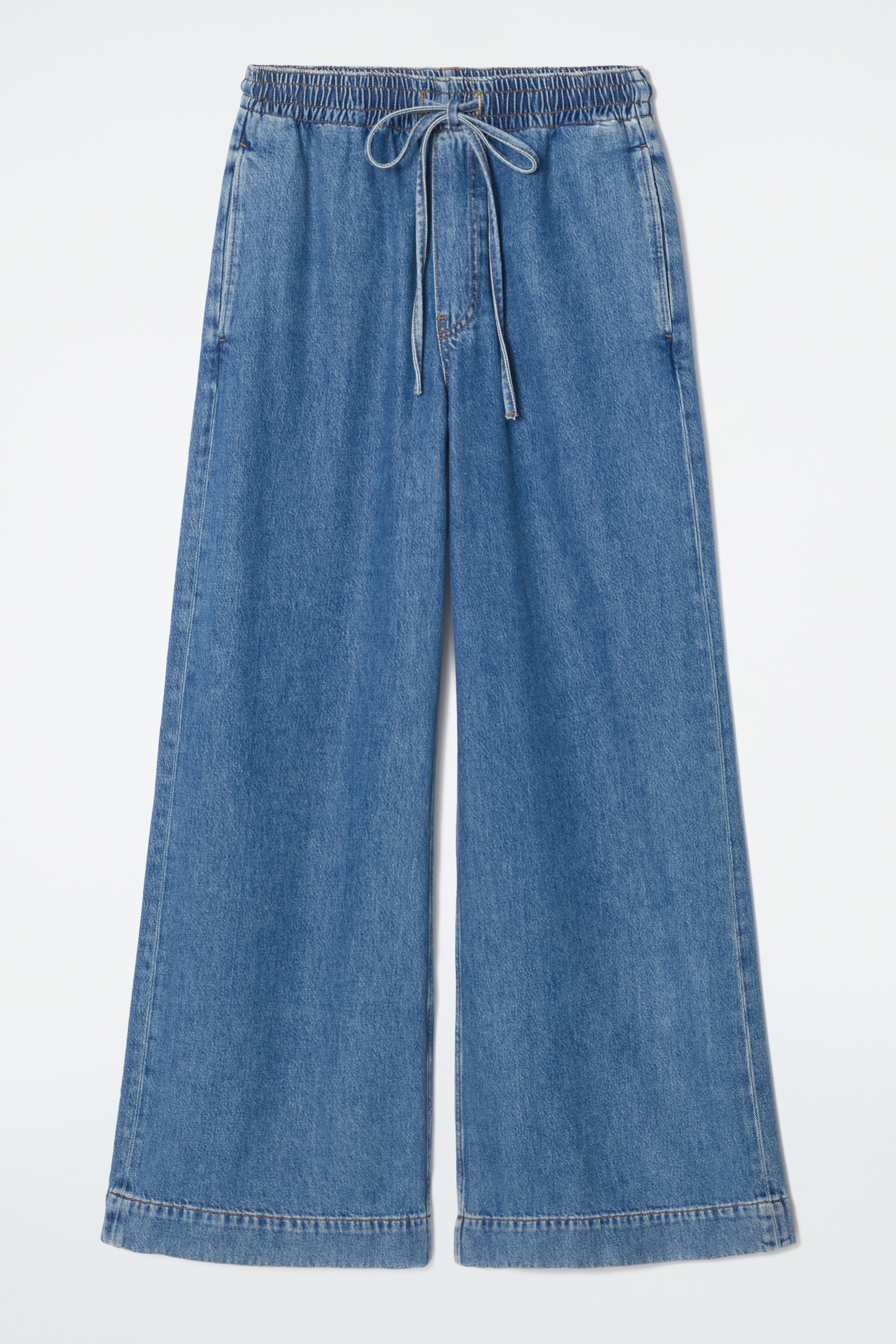 PANTALON LARGE FLUIDE EN DENIM - BLEU DÉLAVÉ/NOIR DÉLAVÉ/ÉCRU