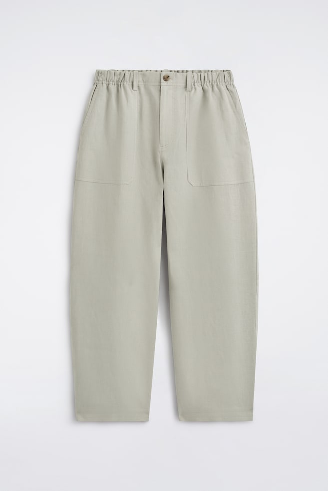 PANTALÓN LINO BARREL LEG RELAXED FIT - VERDE CLARO - 1