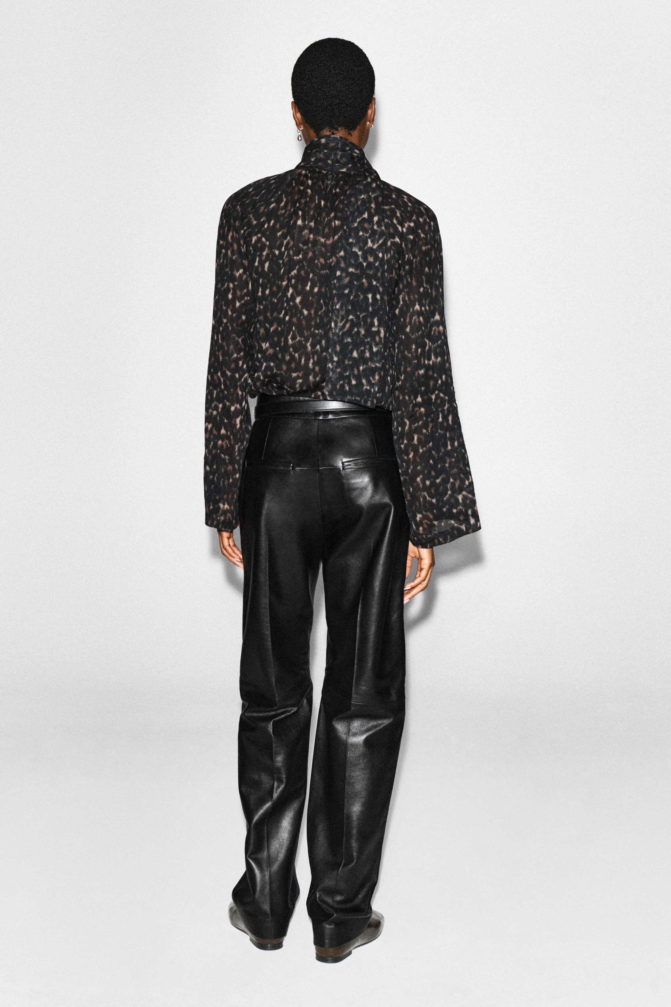 LEOPARD-PRINT FLUID SCARF-DETAIL TOP - BROWN / LEOPARD PRINT | COS US