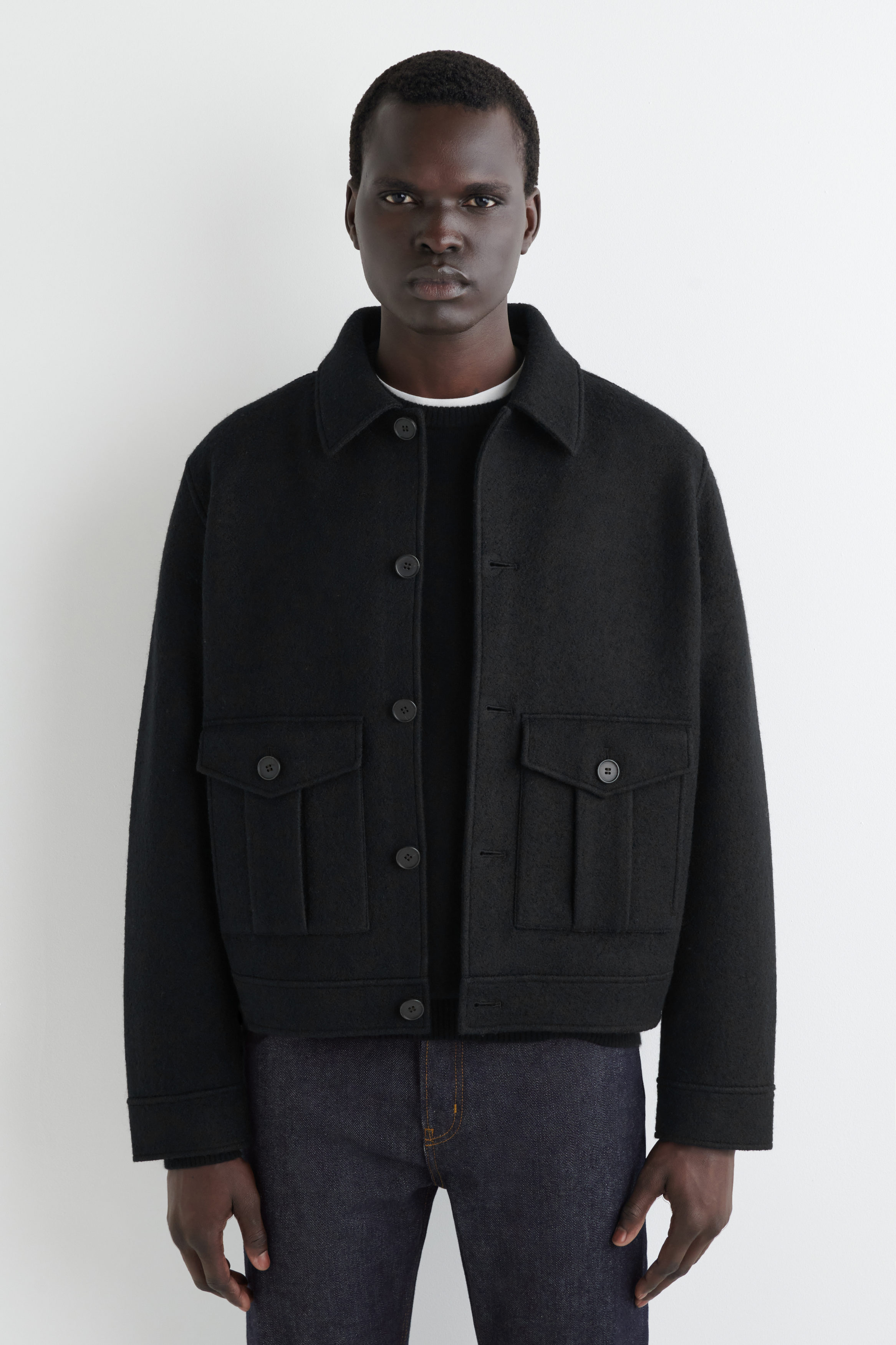 BOILED-WOOL JACKET - BLACK | COS