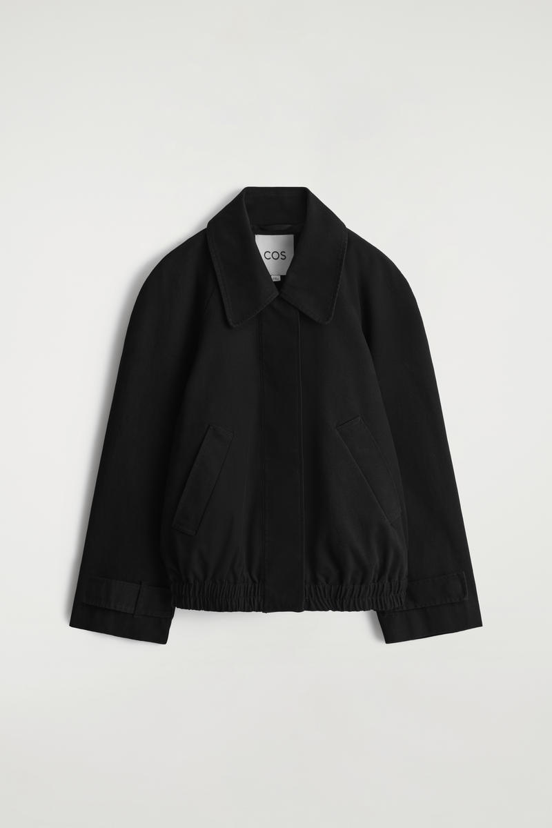 Cos Rounded Cotton Blouson Jacket In Black