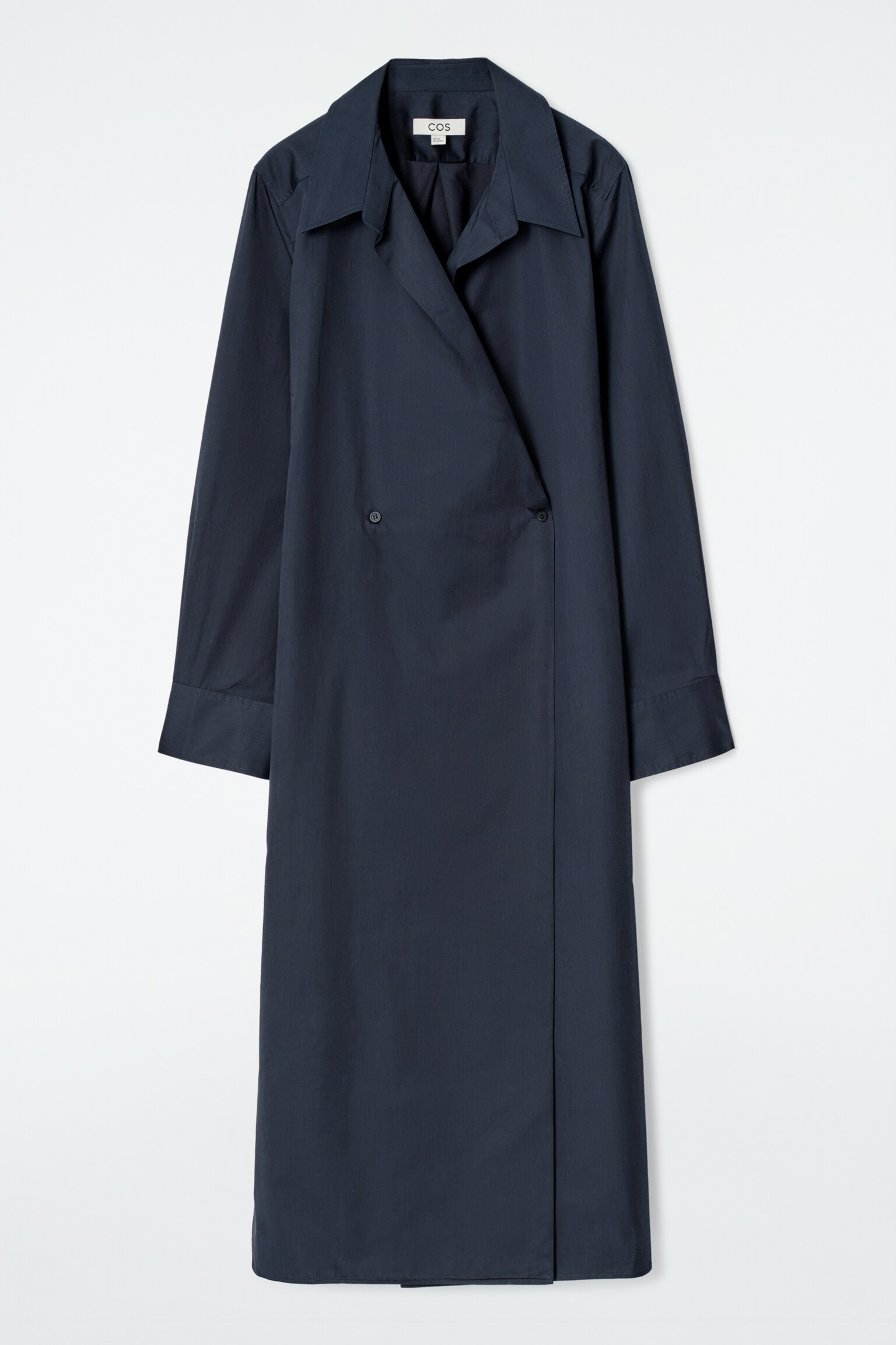 VESTIDO CAMISERO CON BOTONADURA CRUZADA - AZUL MARINO/CAQUI - 2