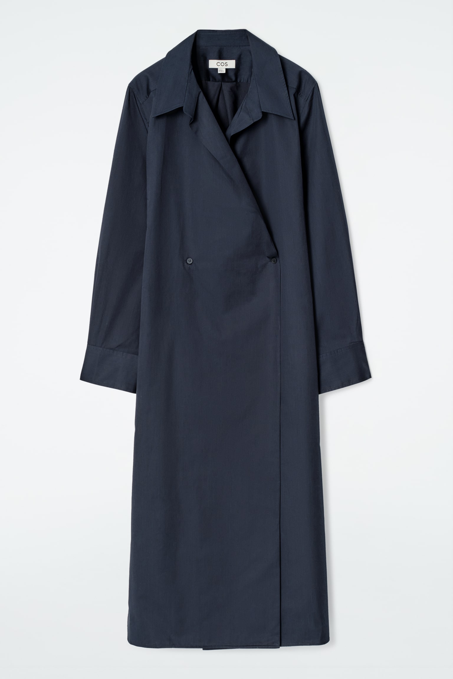 VESTIDO CAMISERO CON BOTONADURA CRUZADA - AZUL MARINO/CAQUI - 2