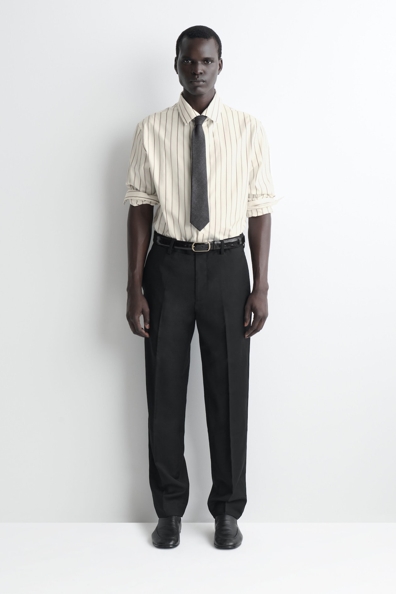 WOOL-FLANNEL TIE — DARK-GRAY MÉLANGE