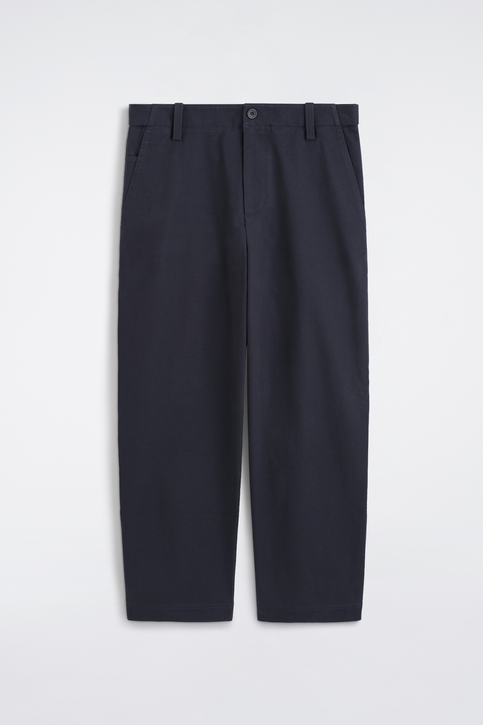 COTTON-TWILL RELAXED-FIT STRAIGHT-LEG TROUSERS - NAVY/BEIGE