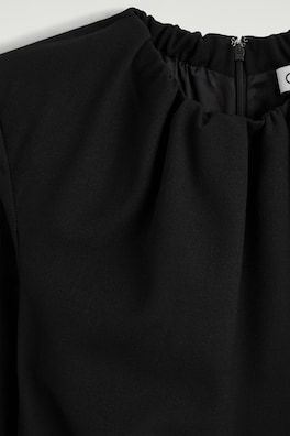 PLEATED TAILORED TWILL MINI DRESS — BLACK 6