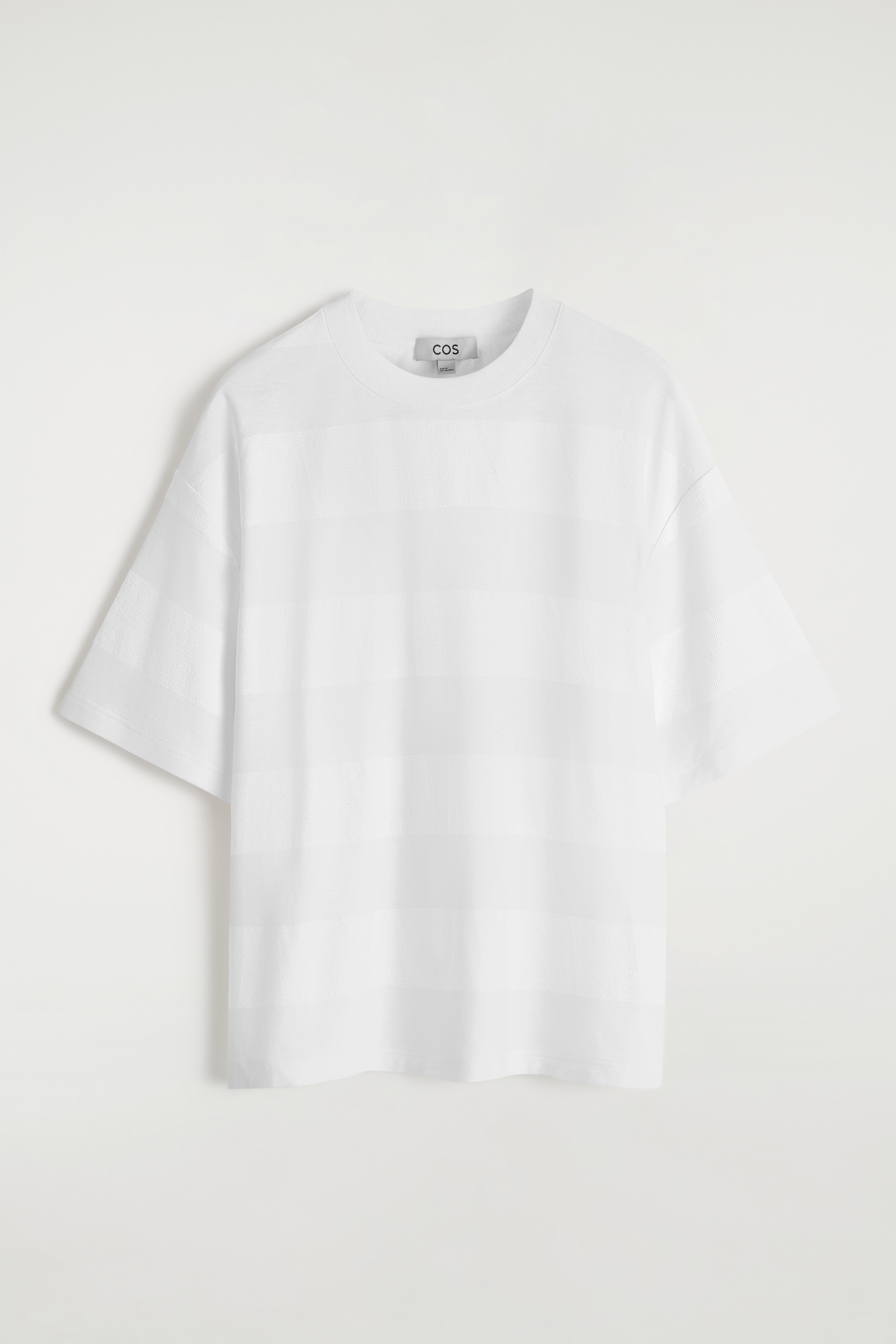 OVERSIZED STRIPED LINEN-BLEND T-SHIRT - WHITE