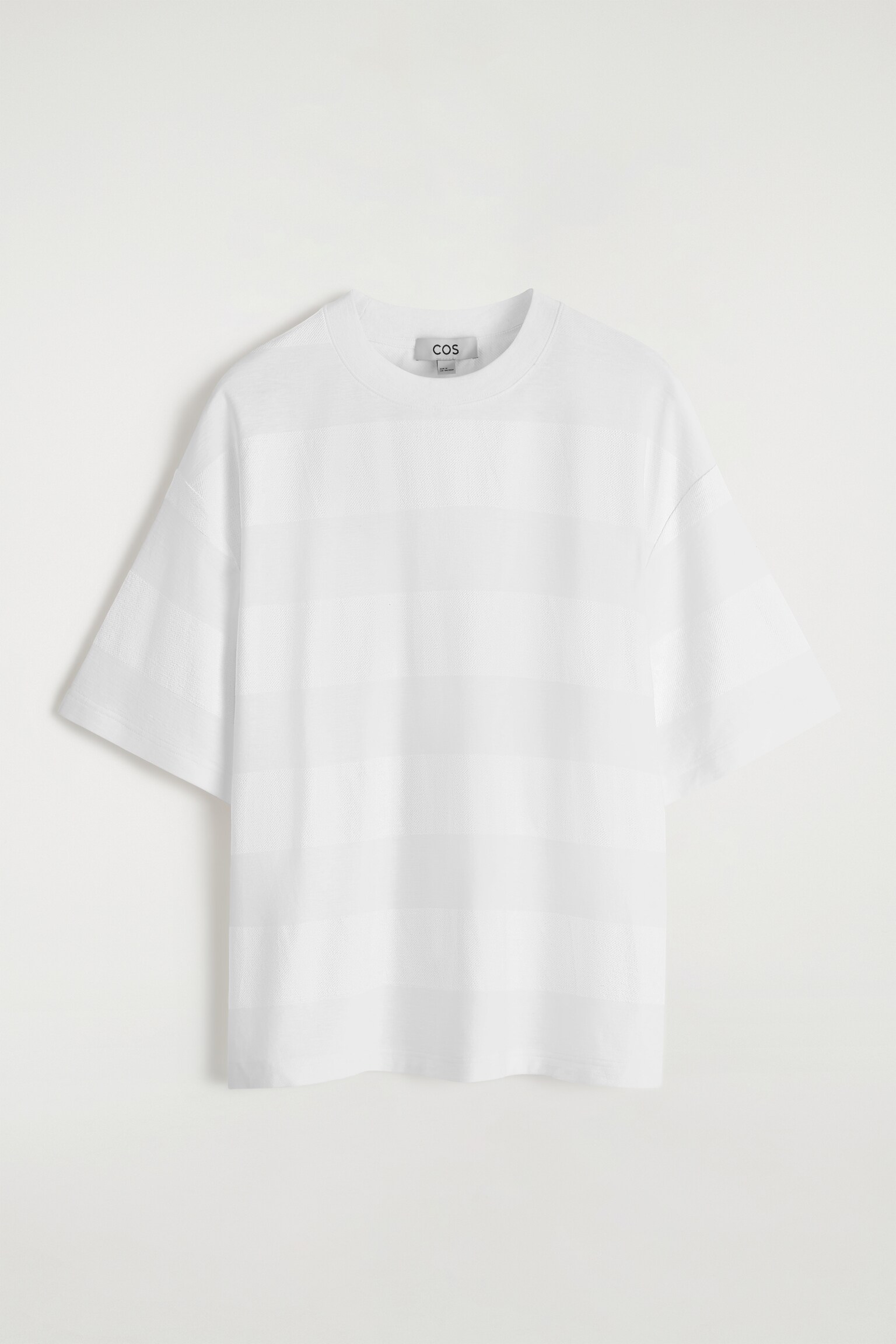 T-SHIRT OVERSIZE EN MÉLANGE DE LIN À RAYURES - BLANC - 2