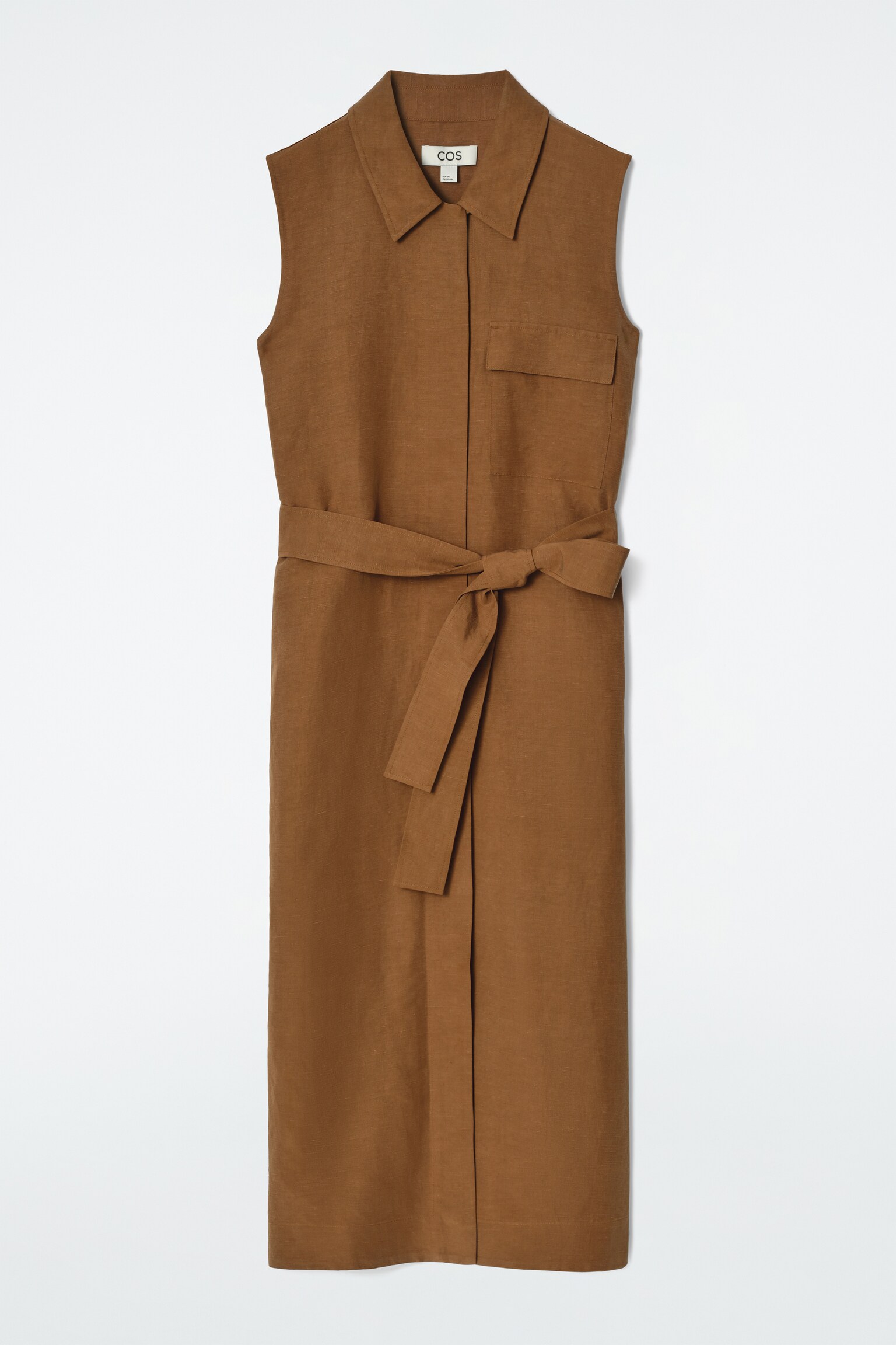 VESTIDO CAMISERO MIDI UTILITY SIN MANGAS - OCRE - 2